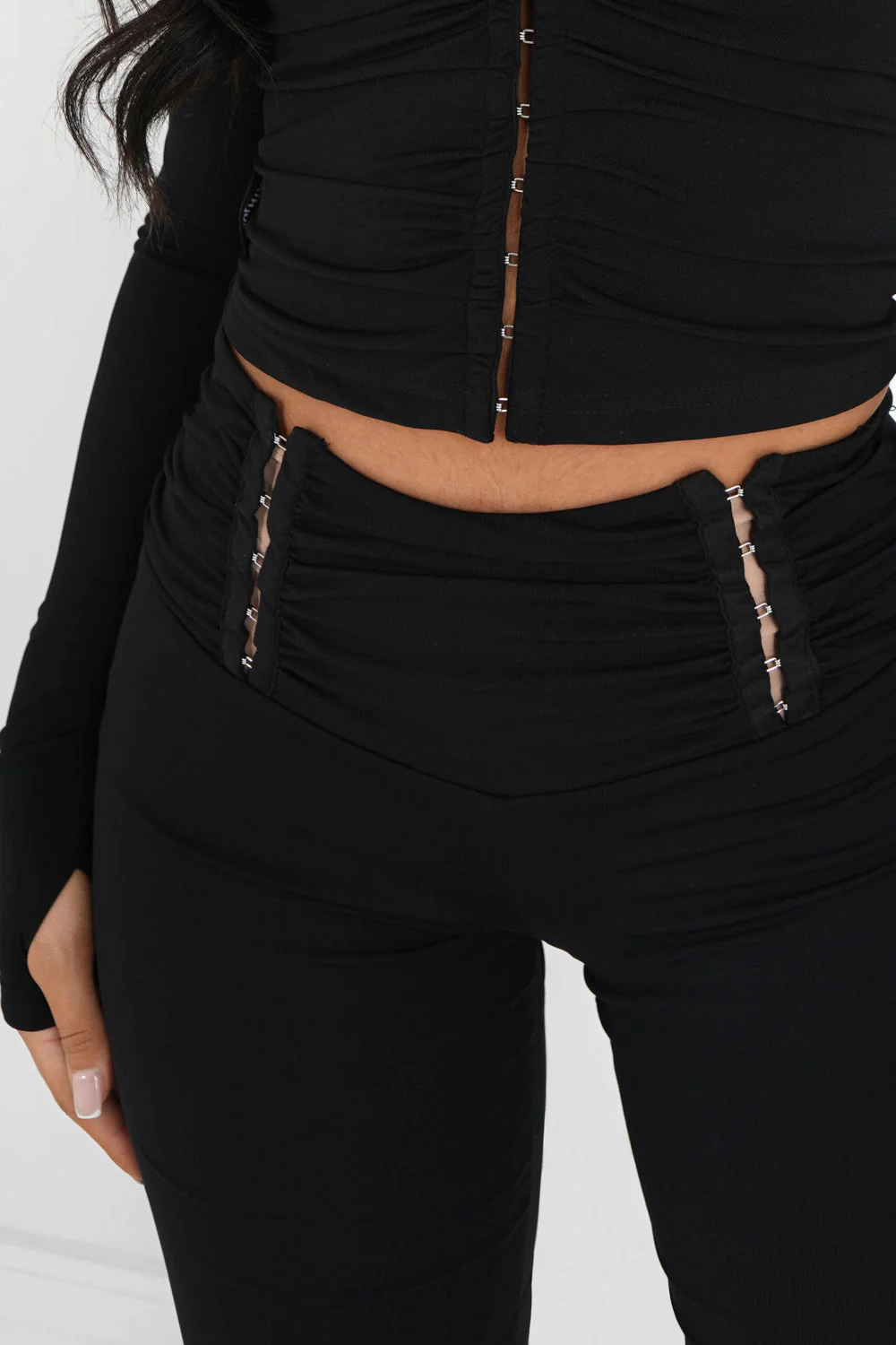Pantalon fluide agrafes Noir - Image 3