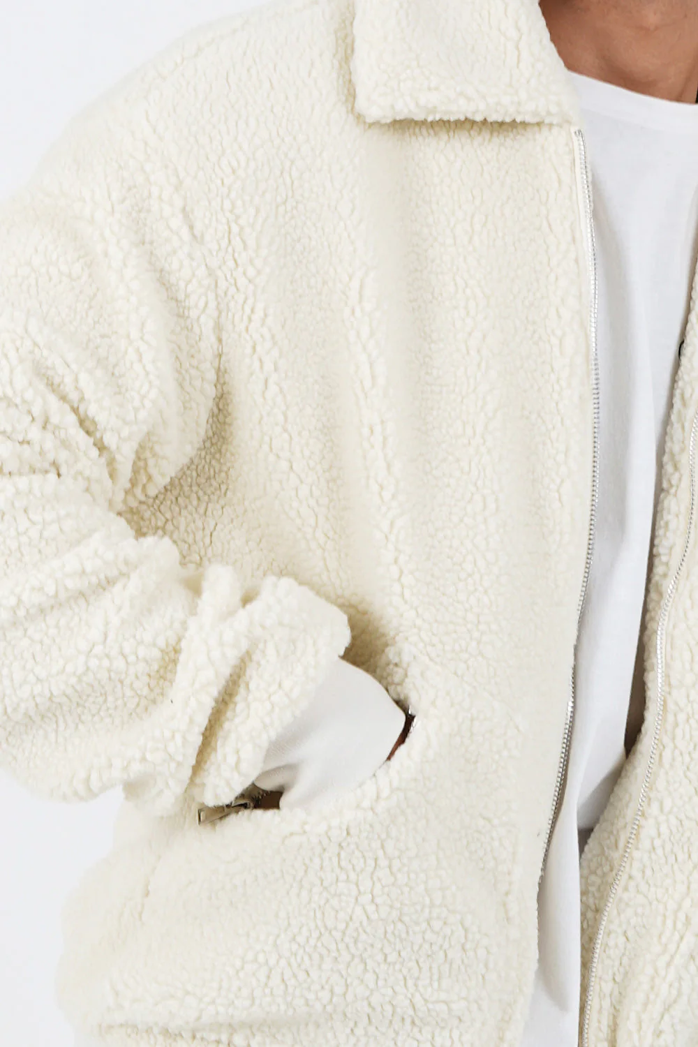 Veste sherpa cosy Blanc Cassé - Image 3