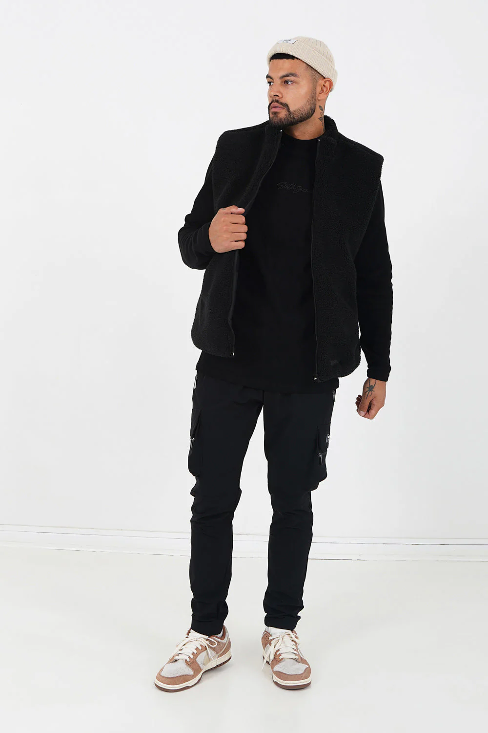 Veste sherpa sans manches Noir - Image 2