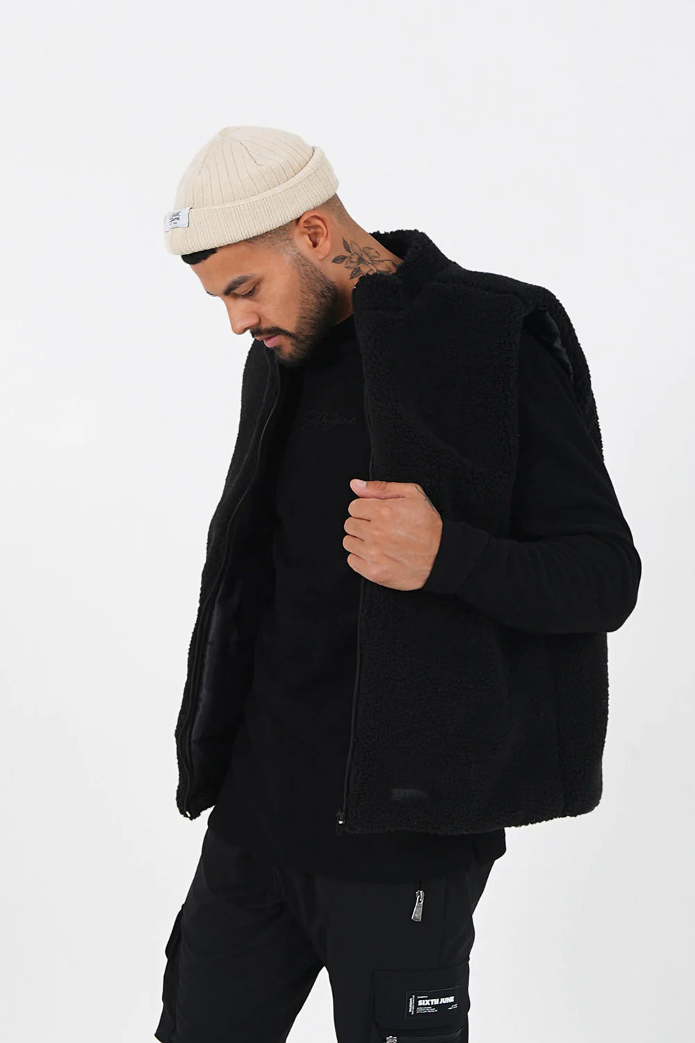 Veste sherpa sans manches Noir - Image 3