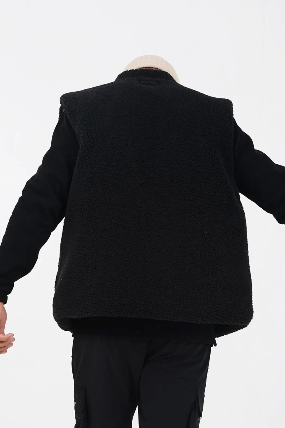 Veste sherpa sans manches Noir - Image 4