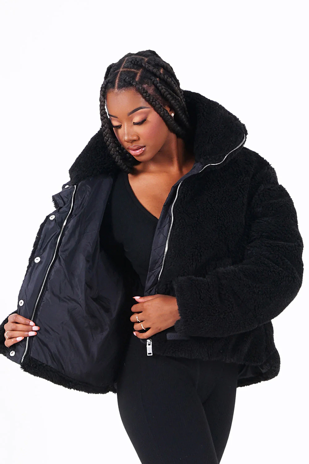 Veste matelassée sherpa Noir - Image 4