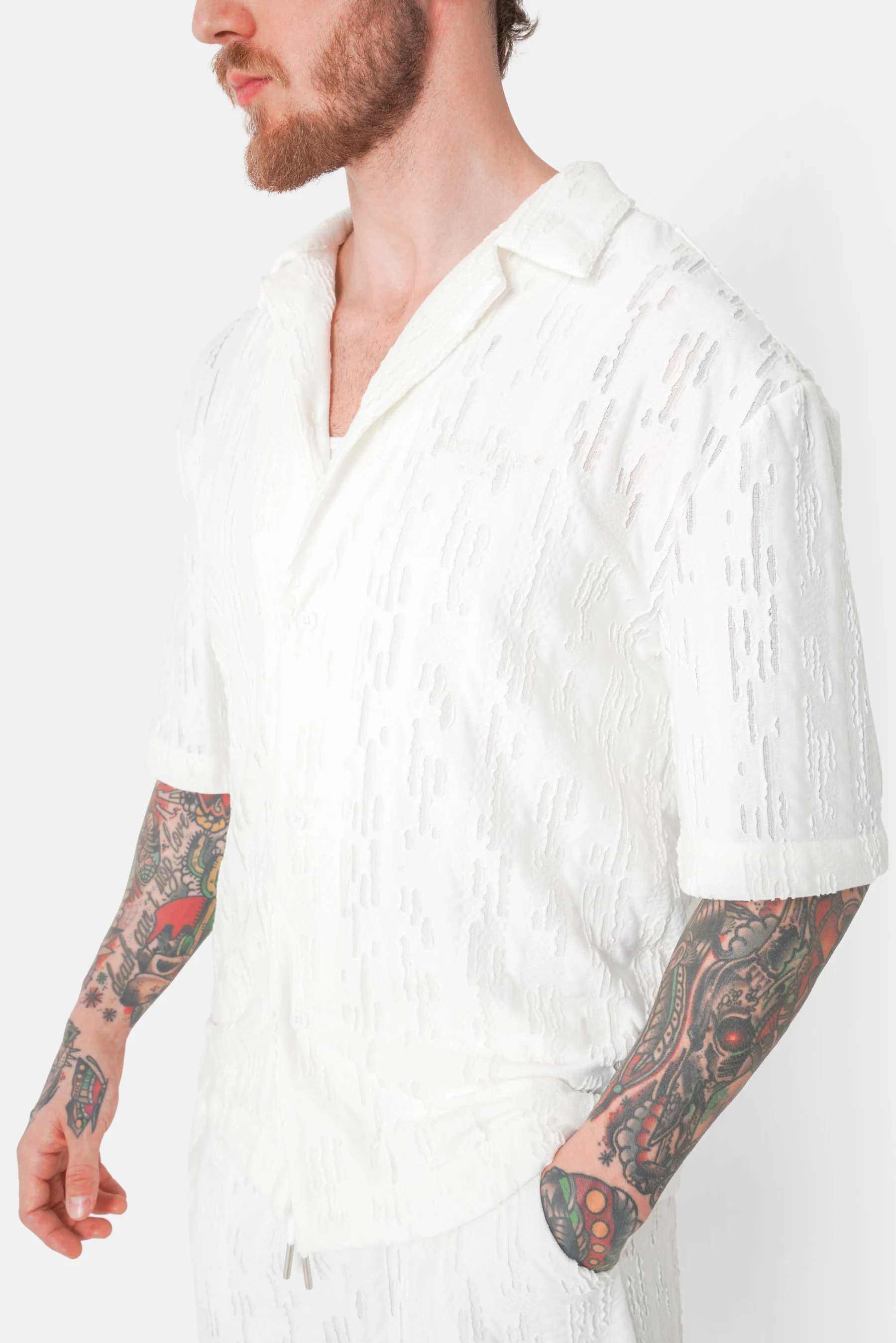Chemise texturé logo Blanc - Image 3