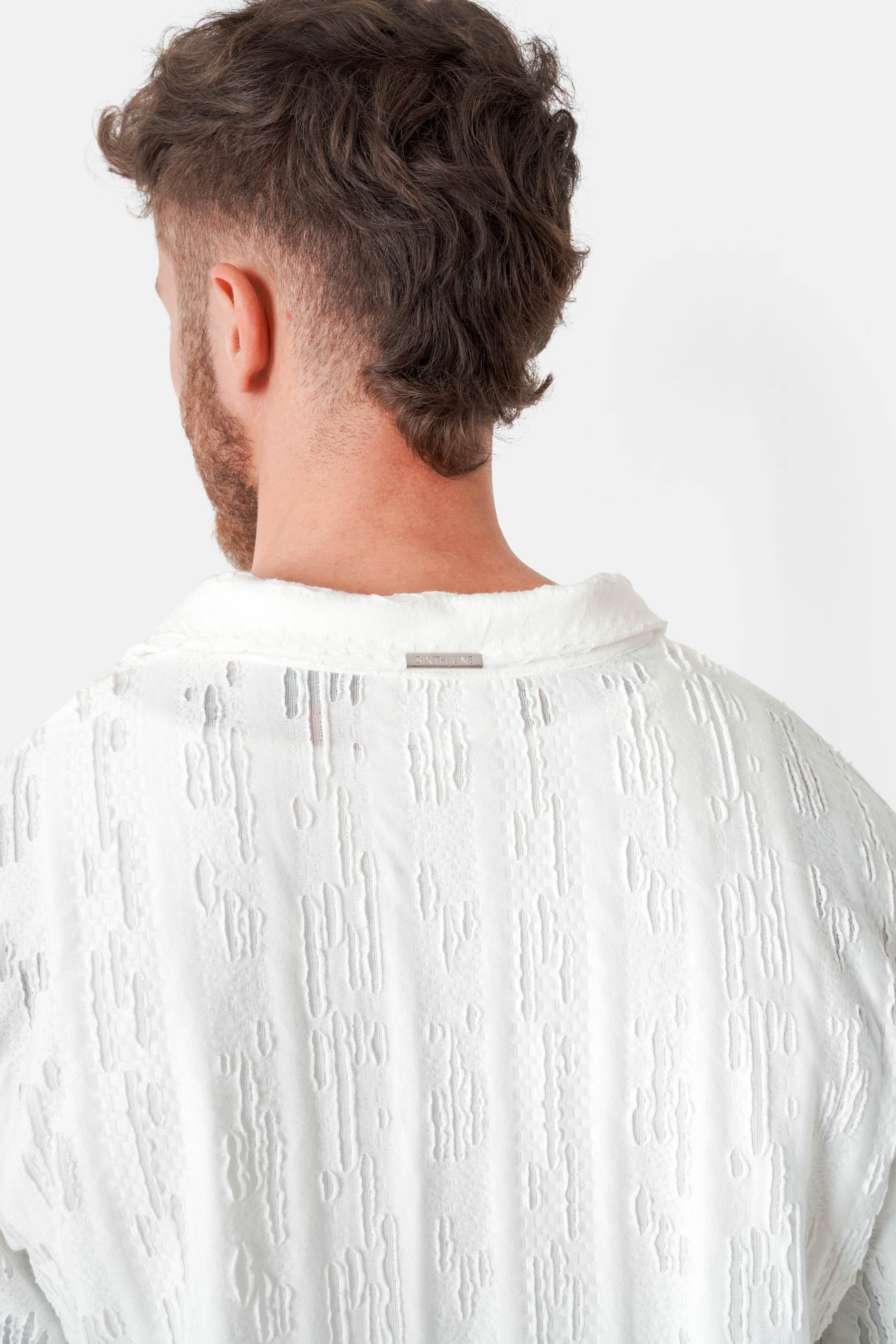 Chemise texturé logo Blanc - Image 4