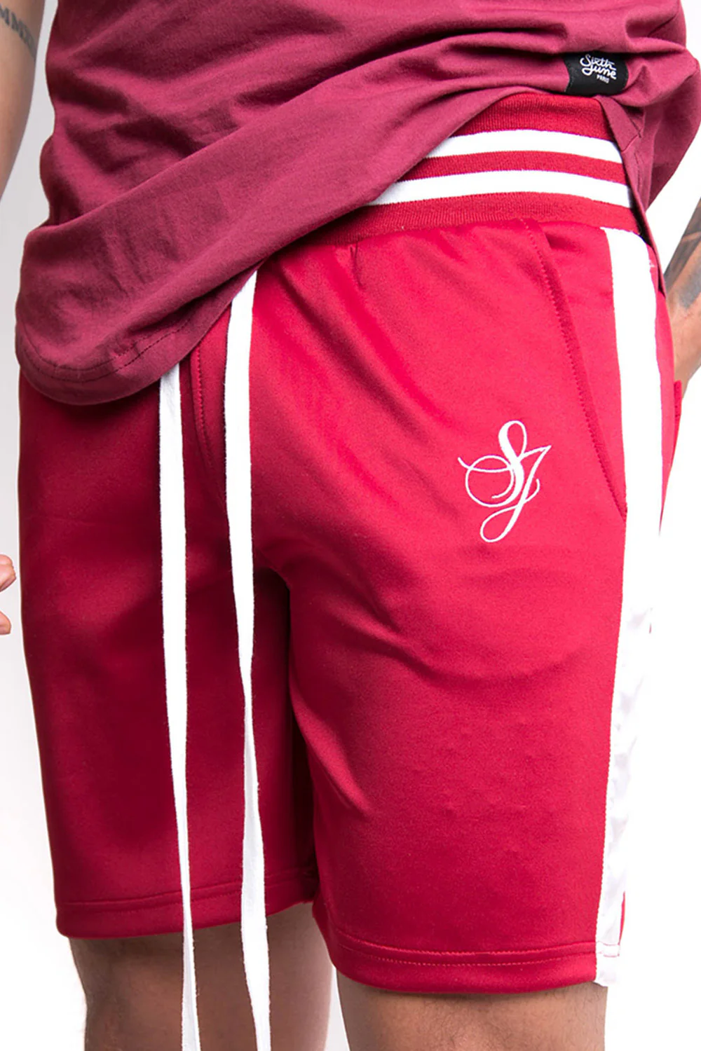 Short bandes satin signature bordeaux - Image 2