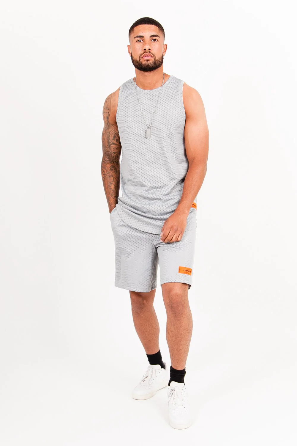 Short mesh logo gris - Image 2