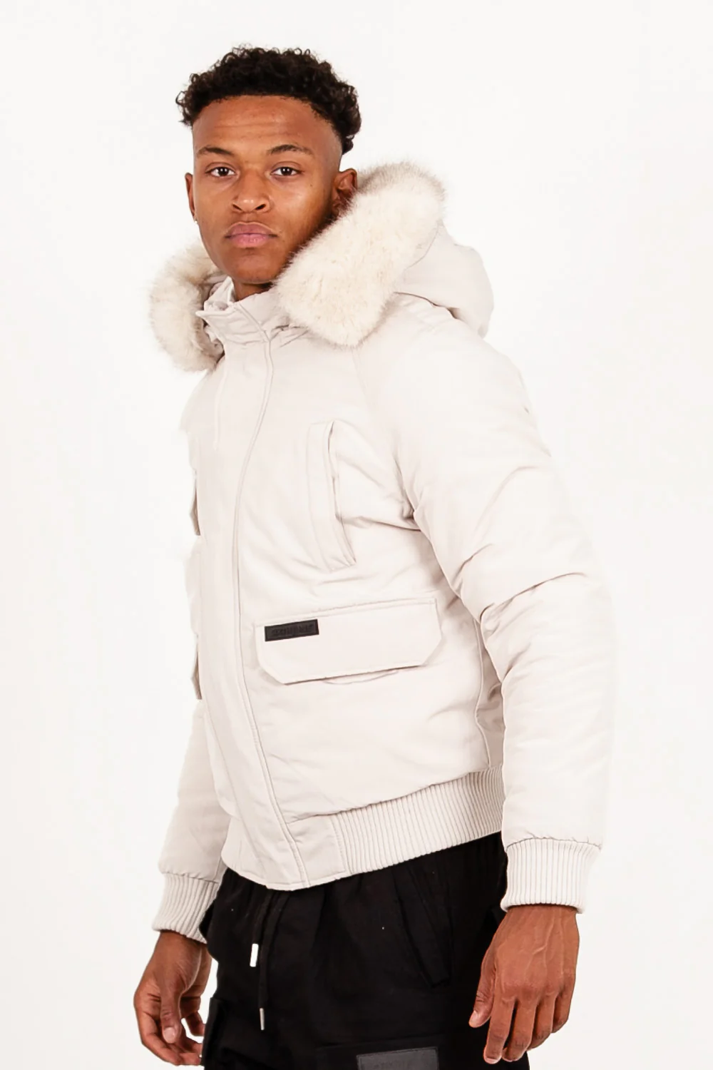 Parka courte fourrure Beige clair - Image 3