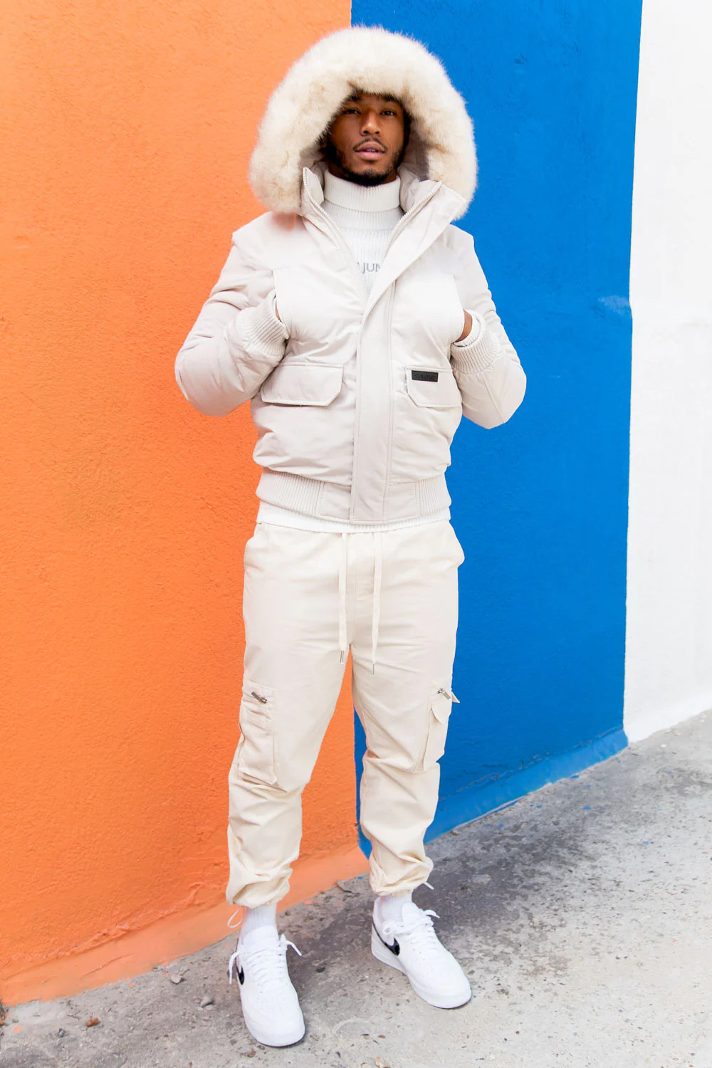 Parka courte fourrure Beige clair - Image 5