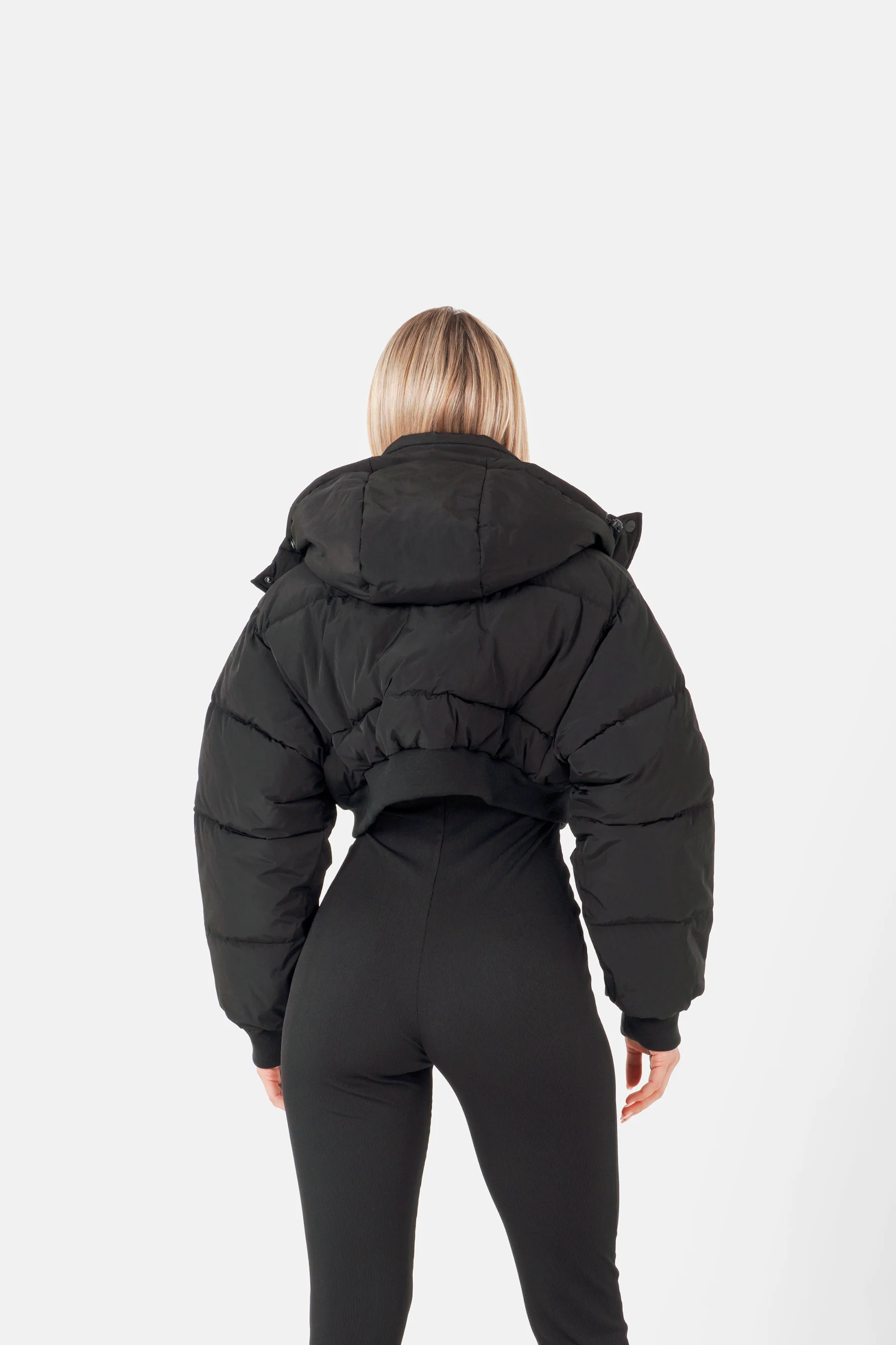 Doudoune courte capuche Noir - Image 5