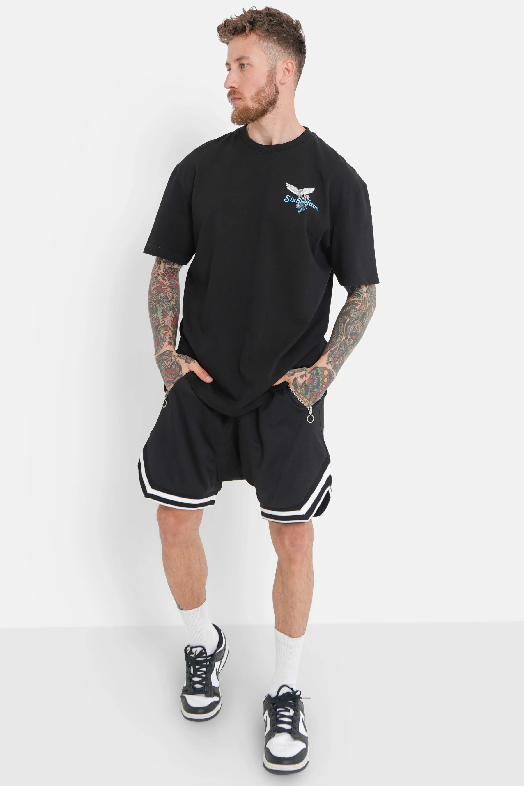 Short sport bandes Noir - Image 2