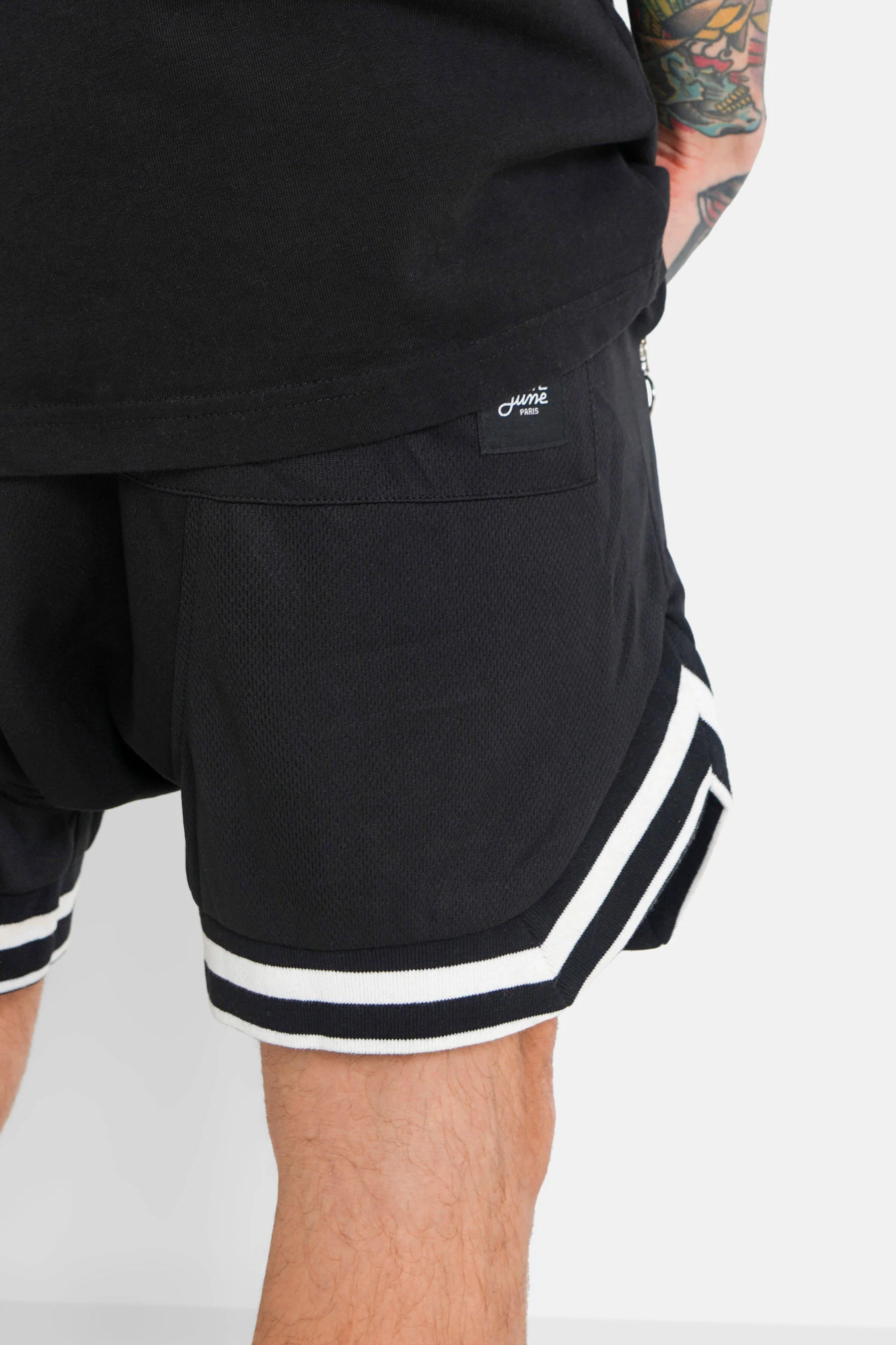 Short sport bandes Noir - Image 3