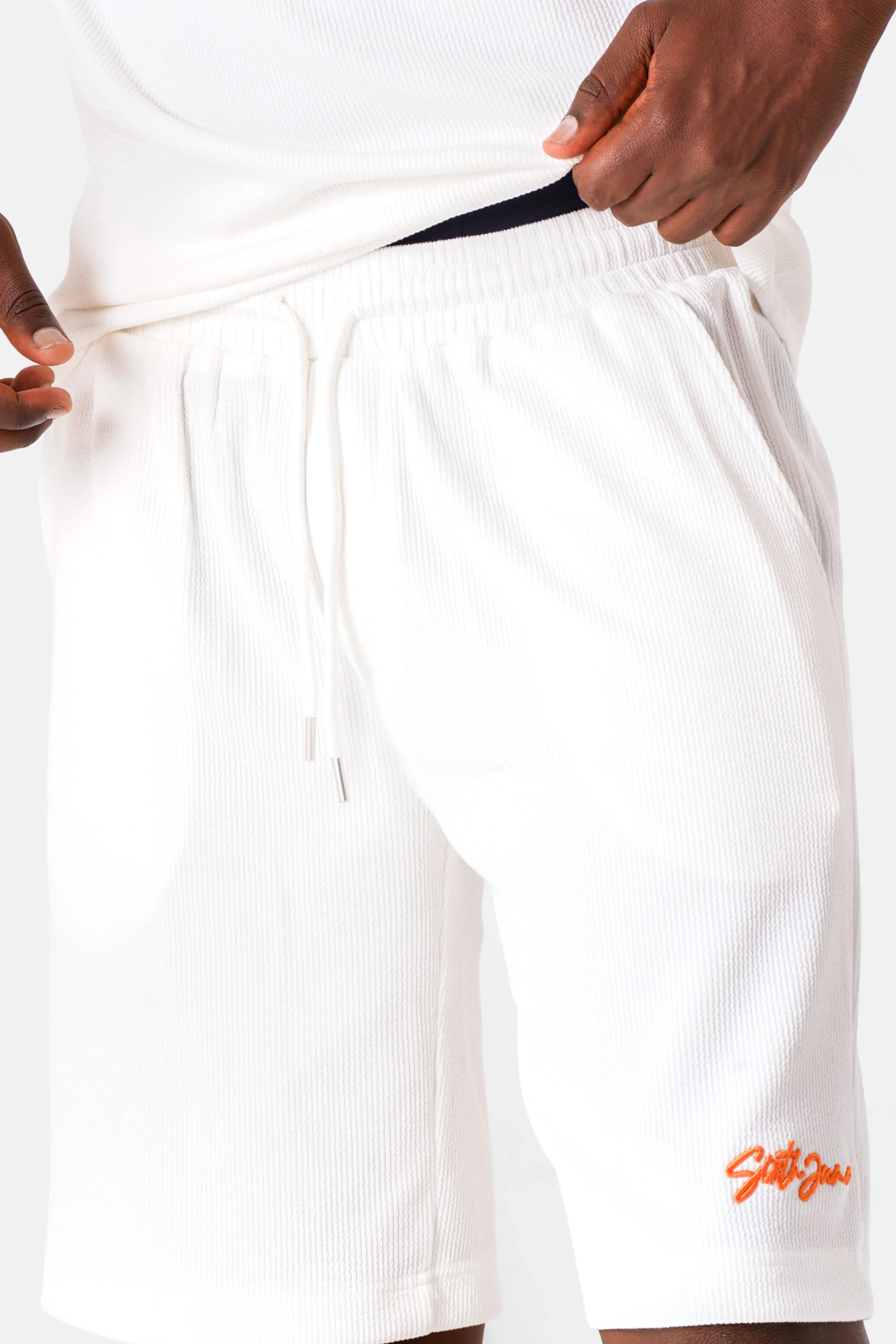 Short texturé épais logo Blanc - Image 3