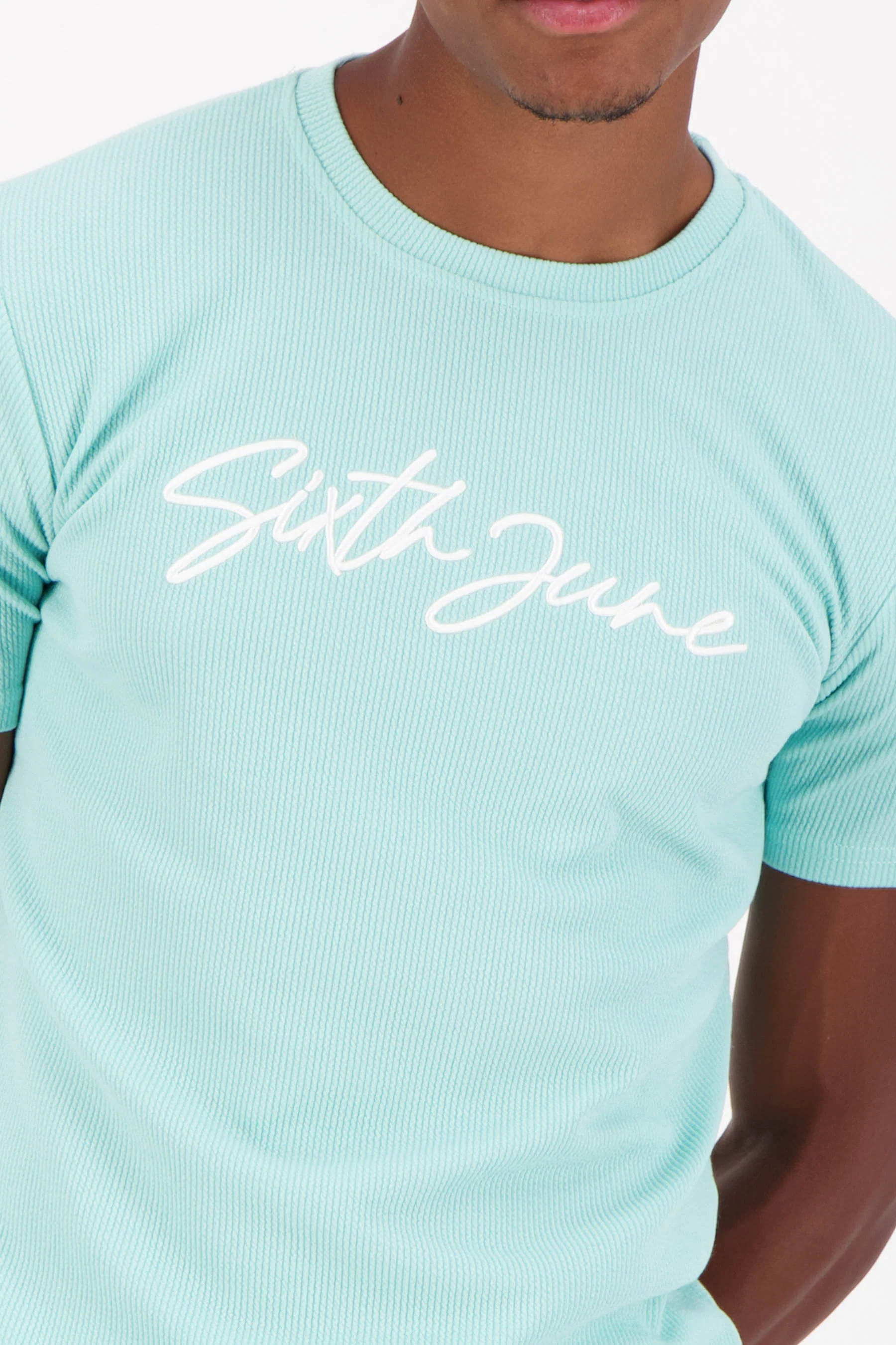 T-shirt texturé épais logo Bleu turquoise - Image 3
