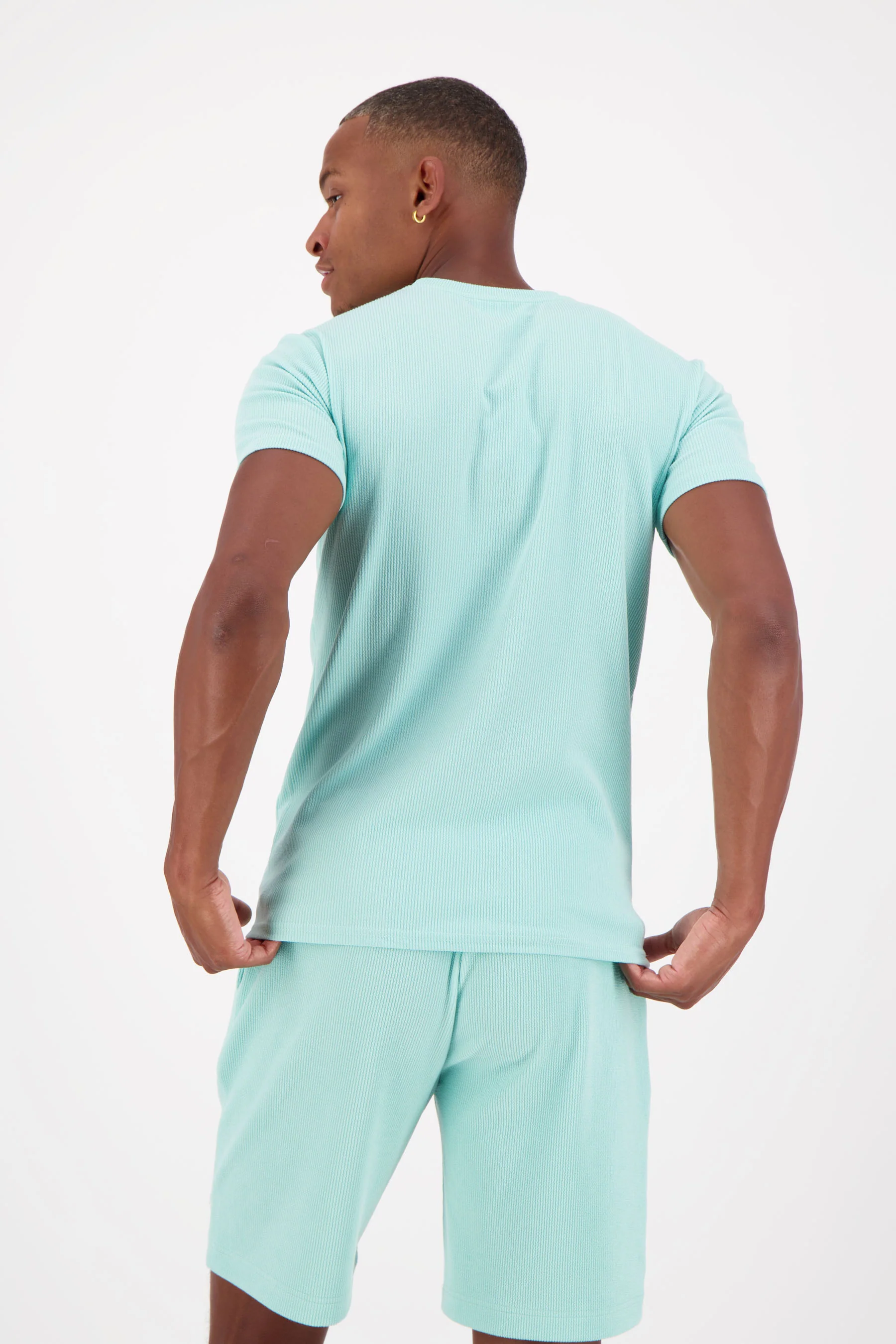 T-shirt texturé épais logo Bleu turquoise - Image 5