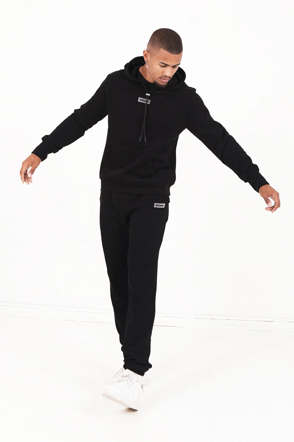 Sweat capuche côtelé cordon Noir - Image 2