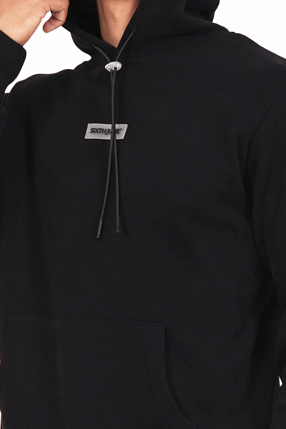 Sweat capuche côtelé cordon Noir - Image 3