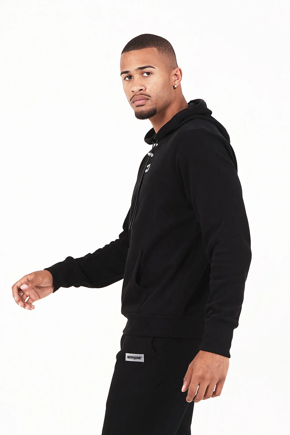 Sweat capuche côtelé cordon Noir - Image 4