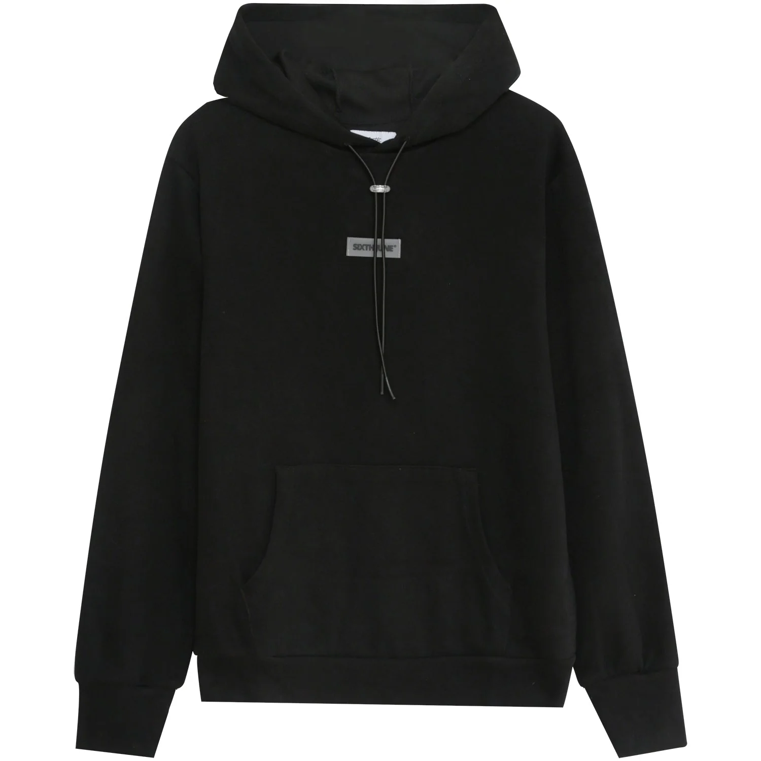 Sweat capuche côtelé cordon Noir - Image 6