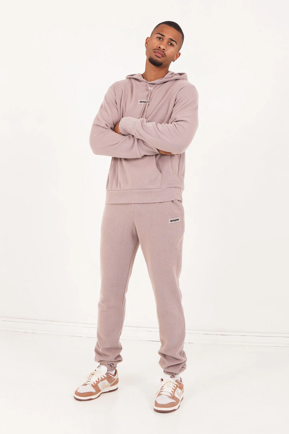 Sweat capuche côtelé cordon Beige - Image 2