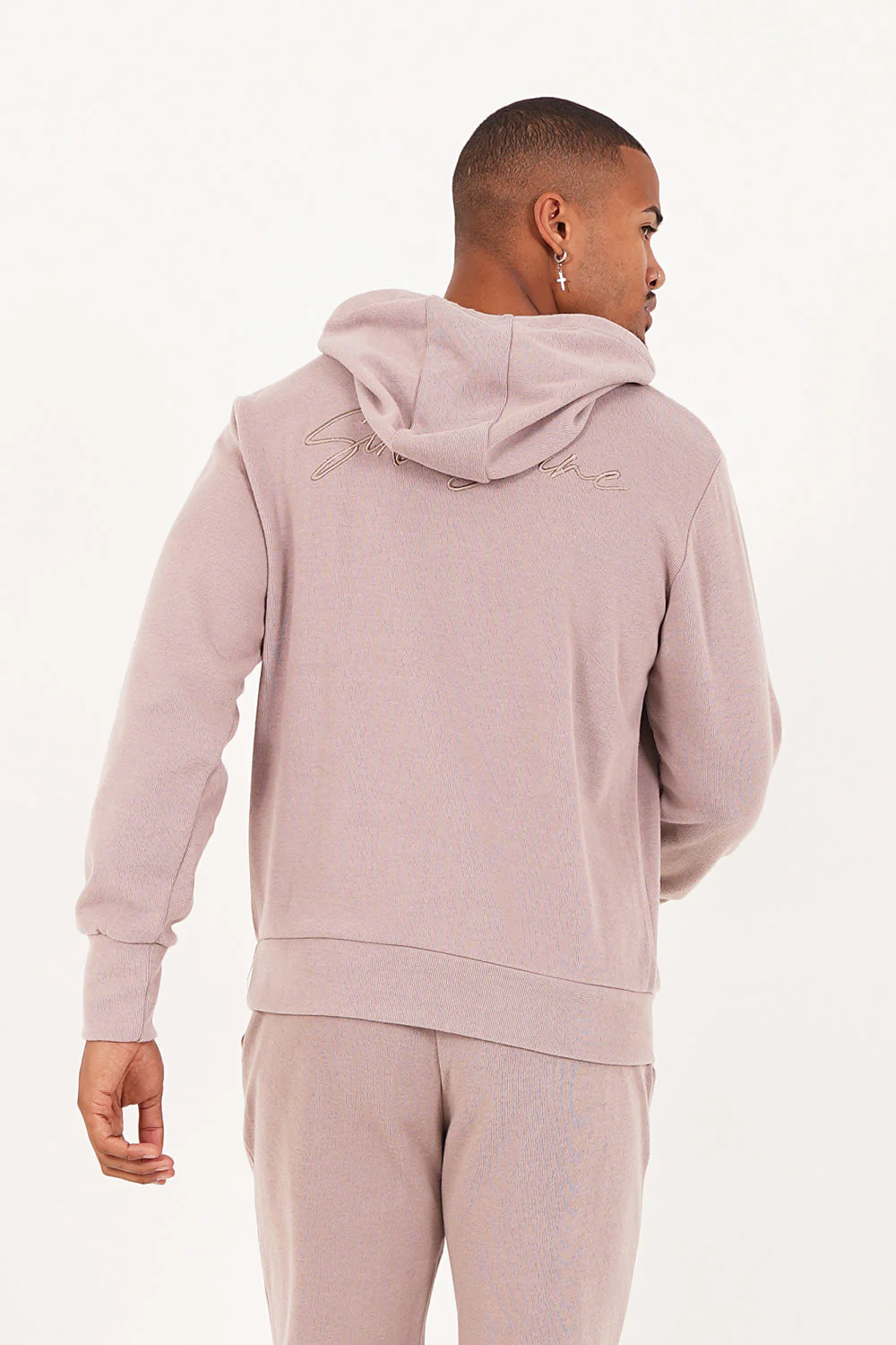 Sweat capuche côtelé cordon Beige - Image 5