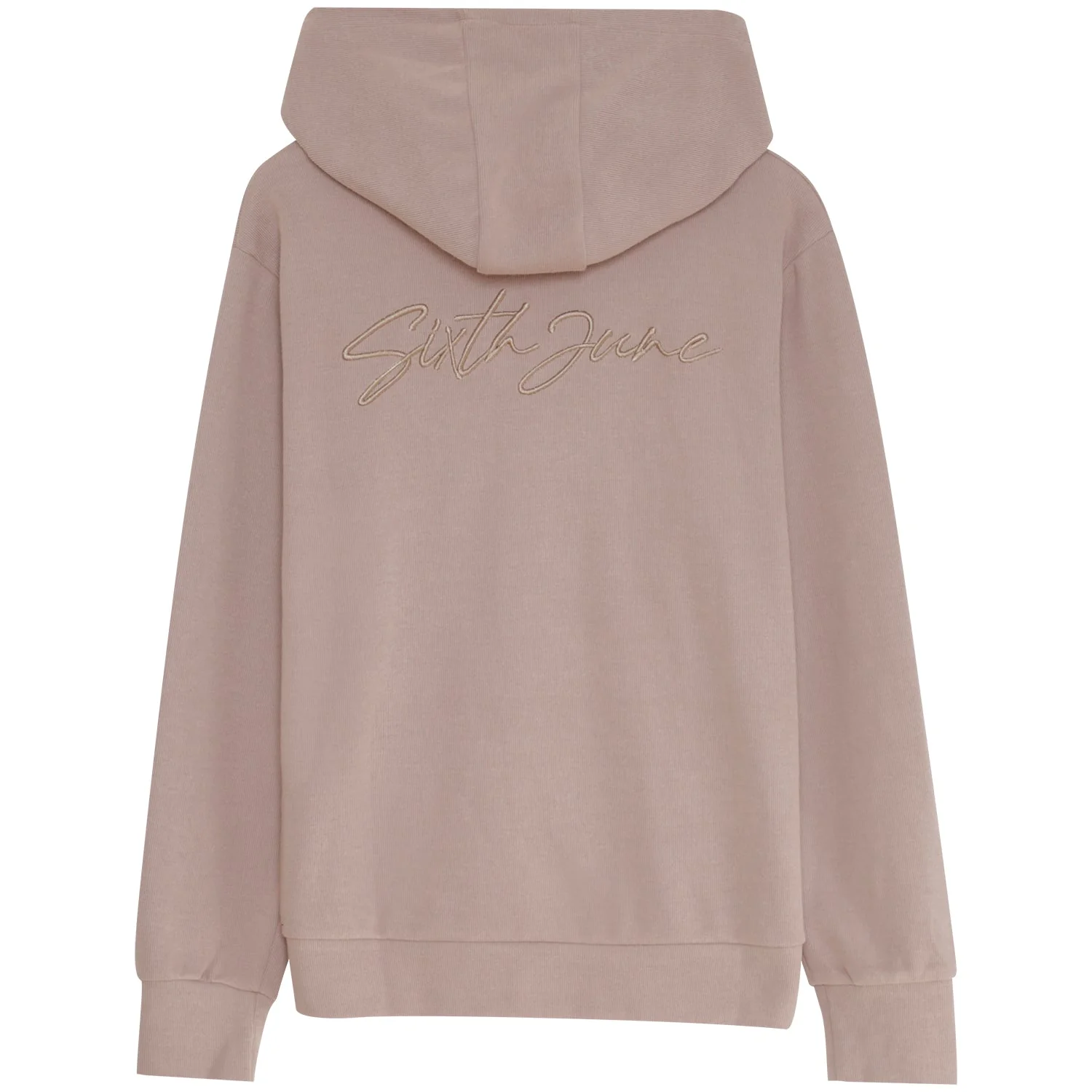 Sweat capuche côtelé cordon Beige - Image 7