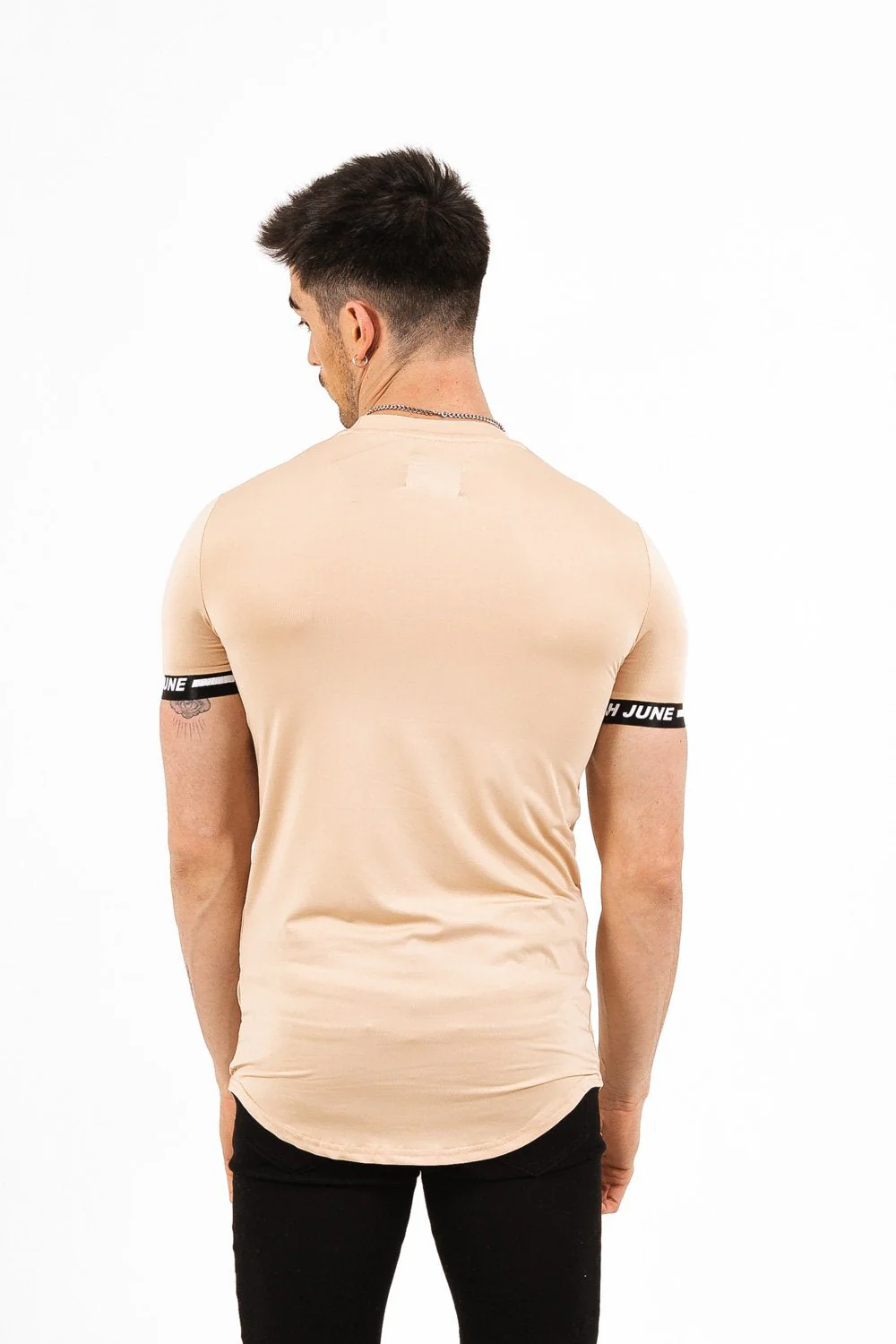 T-shirt moulant logo élastique Beige - Image 4