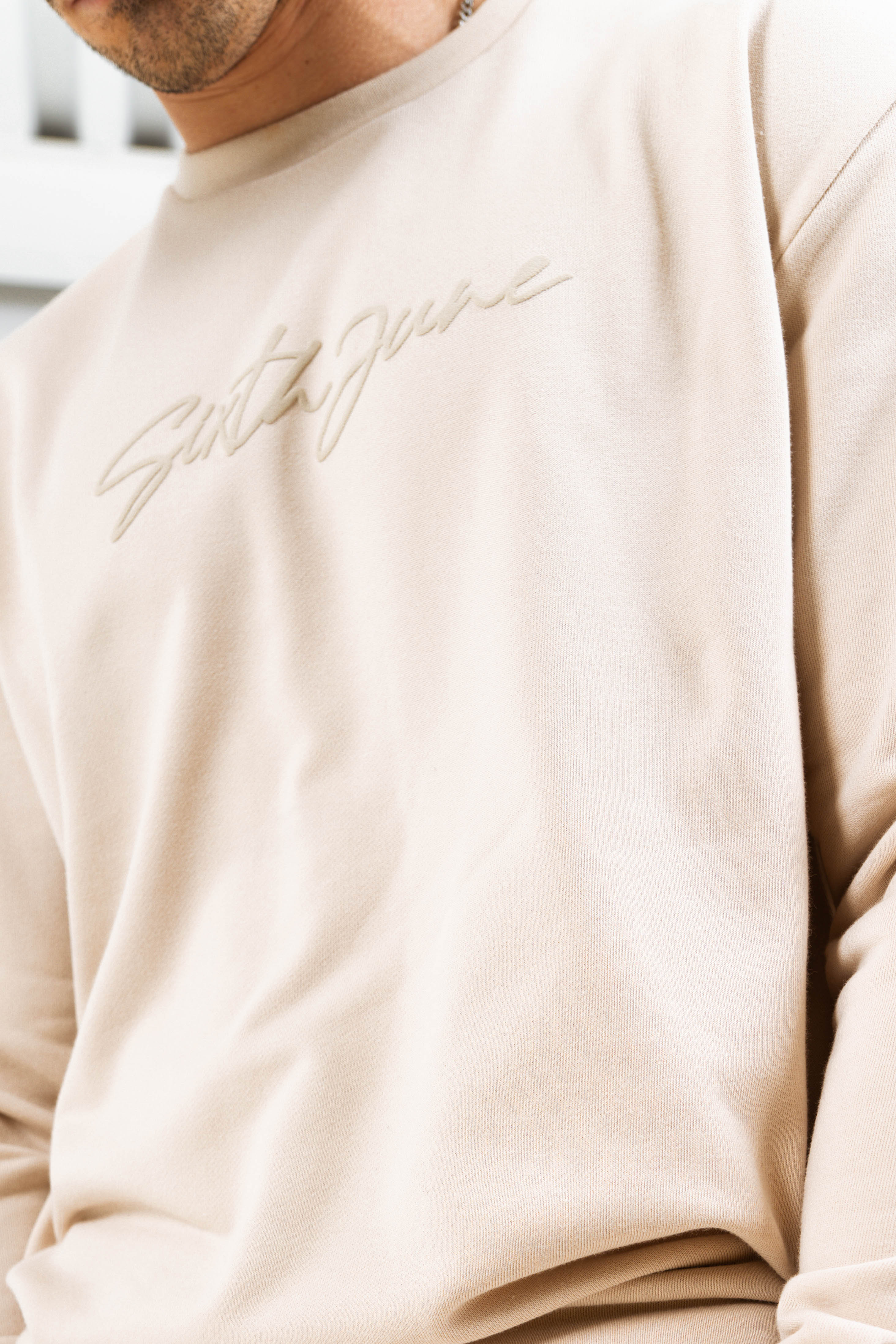 Sweatshirt logo signature relief beige - Image 3