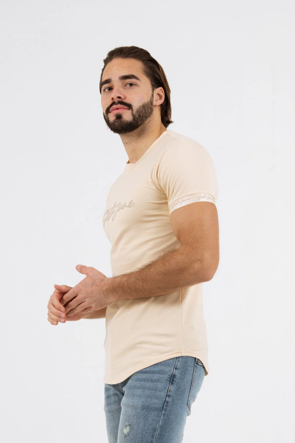 T-shirt logo signature relief Beige - Image 4