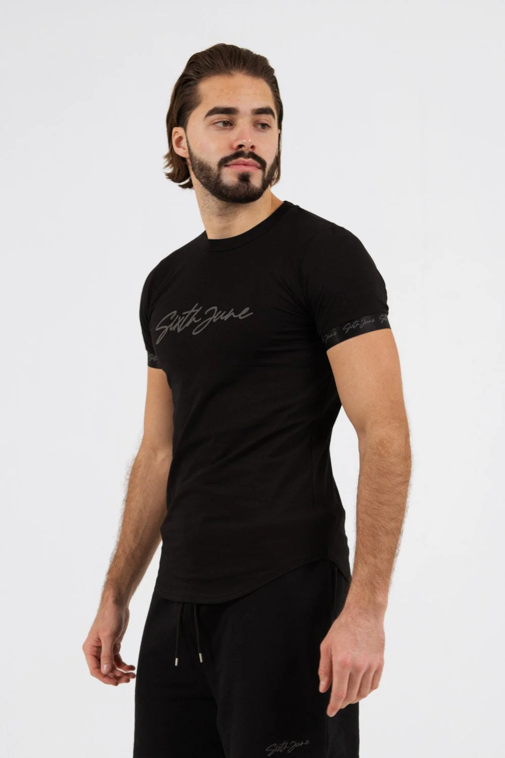 T-shirt logo signature relief Noir - Image 3
