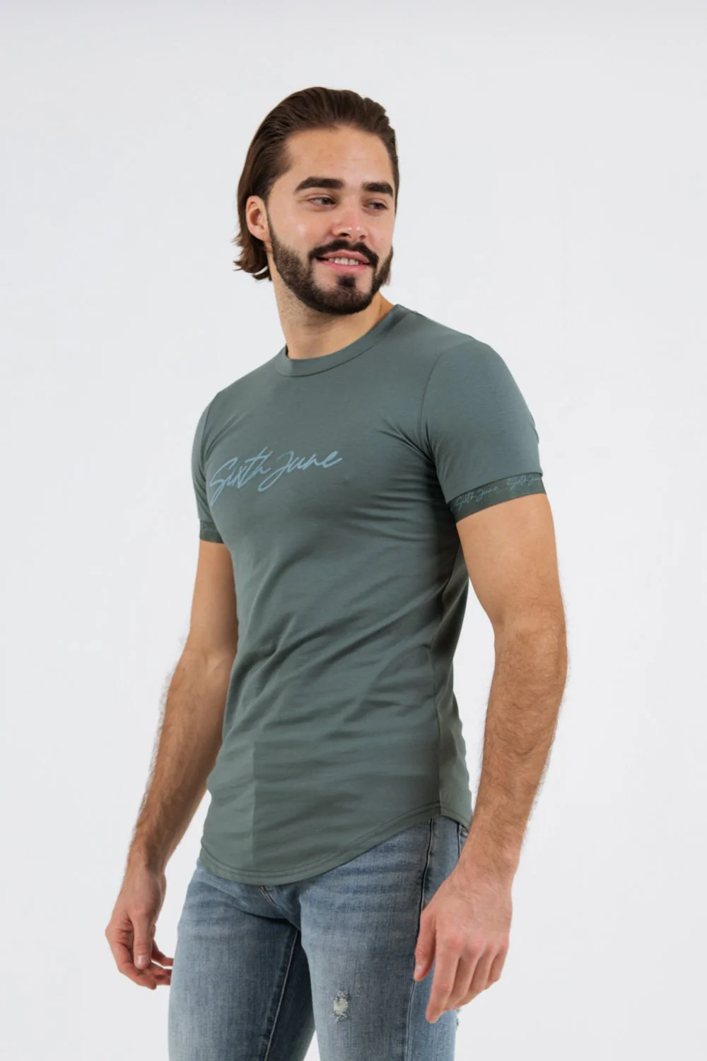 T-shirt logo signature relief Vert foncé - Image 4