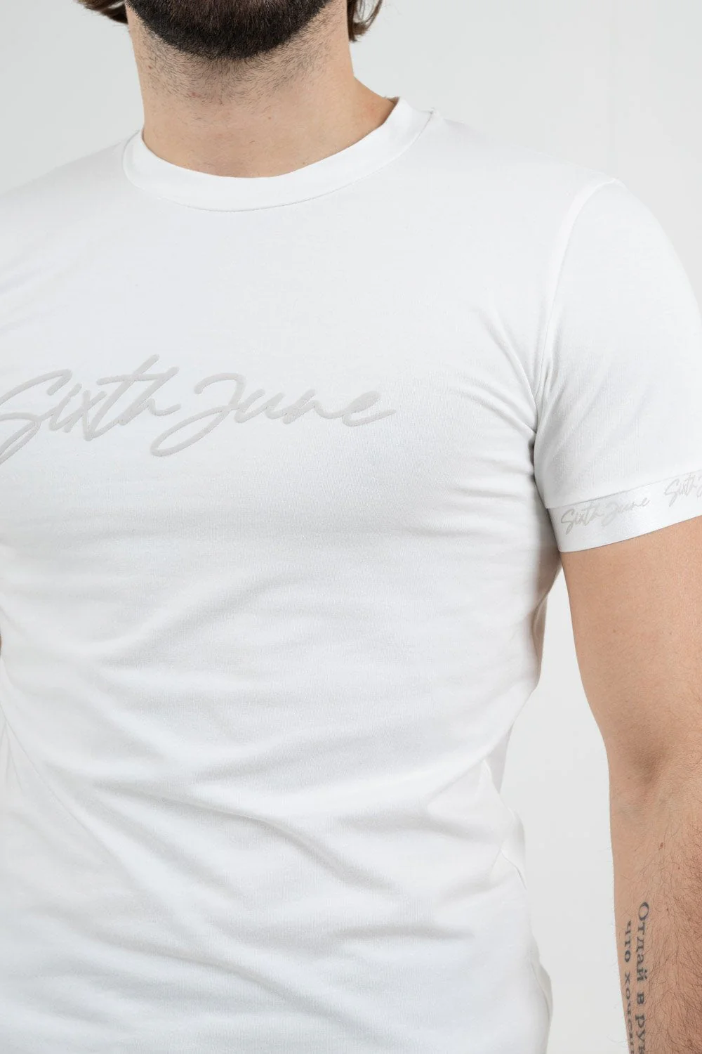 T-shirt logo signature relief Blanc - Image 3