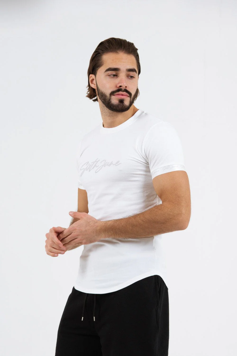 T-shirt logo signature relief Blanc - Image 4