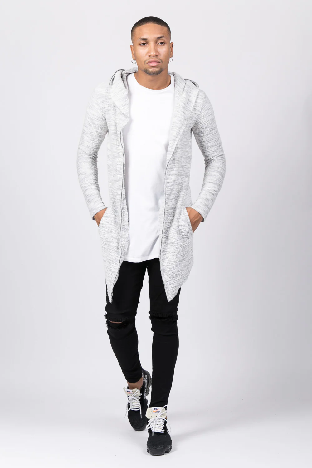 Gilet cape Homme chiné gris clair 1728C - Image 2