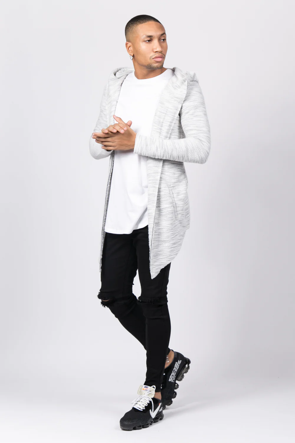 Gilet cape Homme chiné gris clair 1728C - Image 4