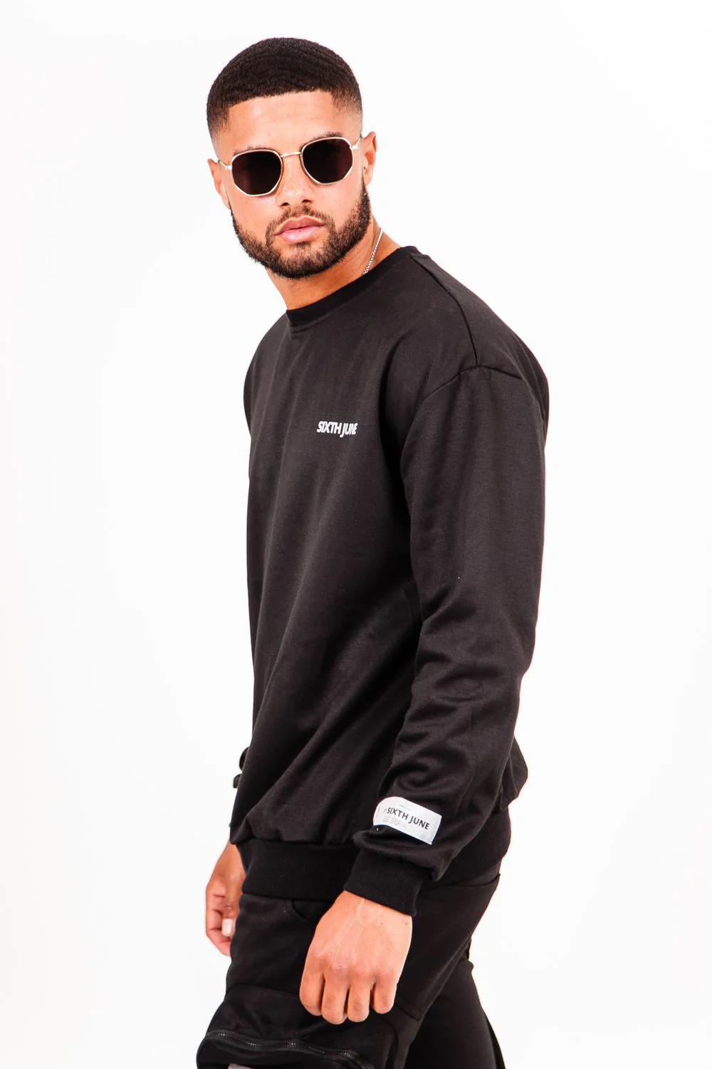Sweat-shirt réfléchissant patch logo noir - Image 4