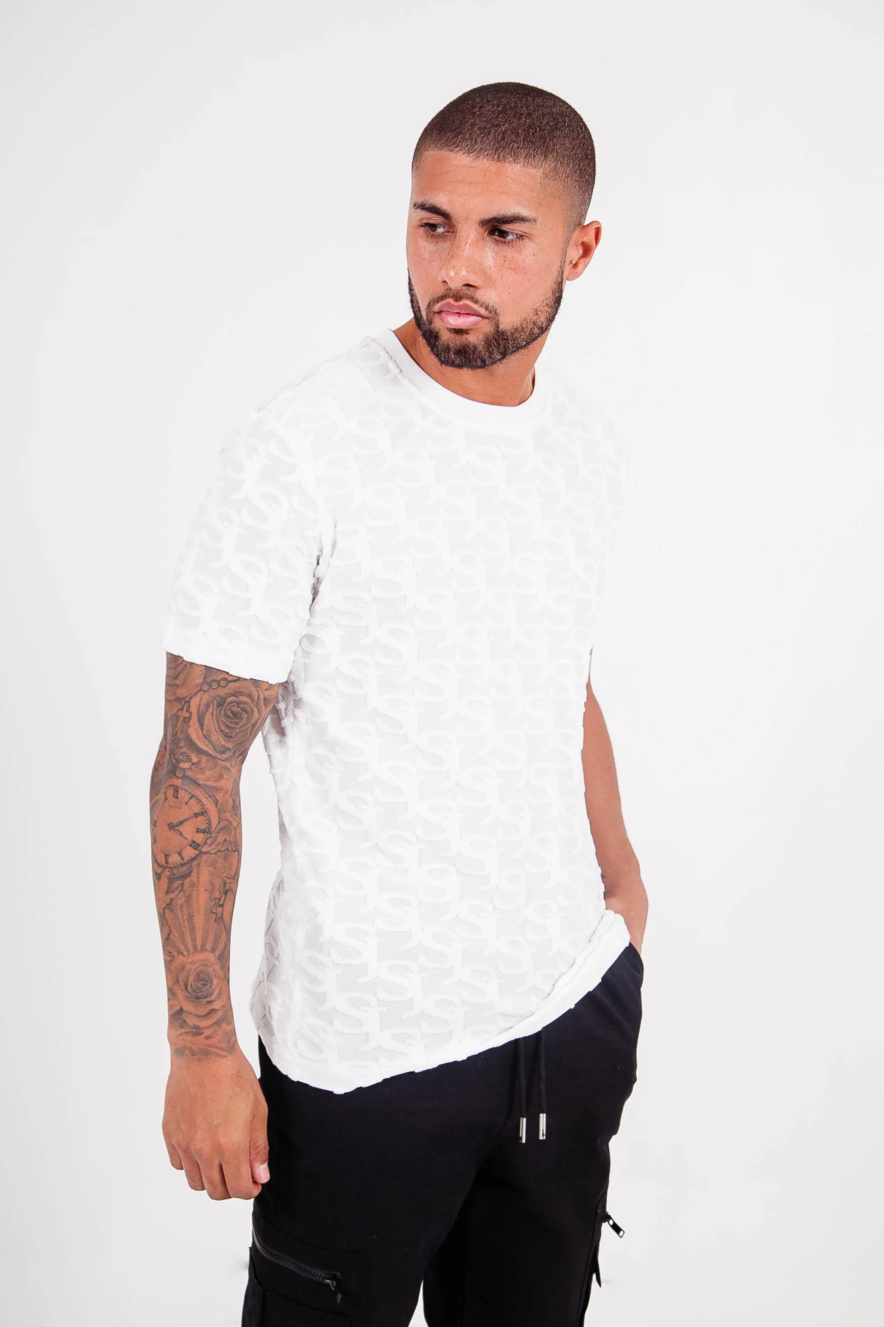 T-shirt monogramme tissé Blanc - Image 4