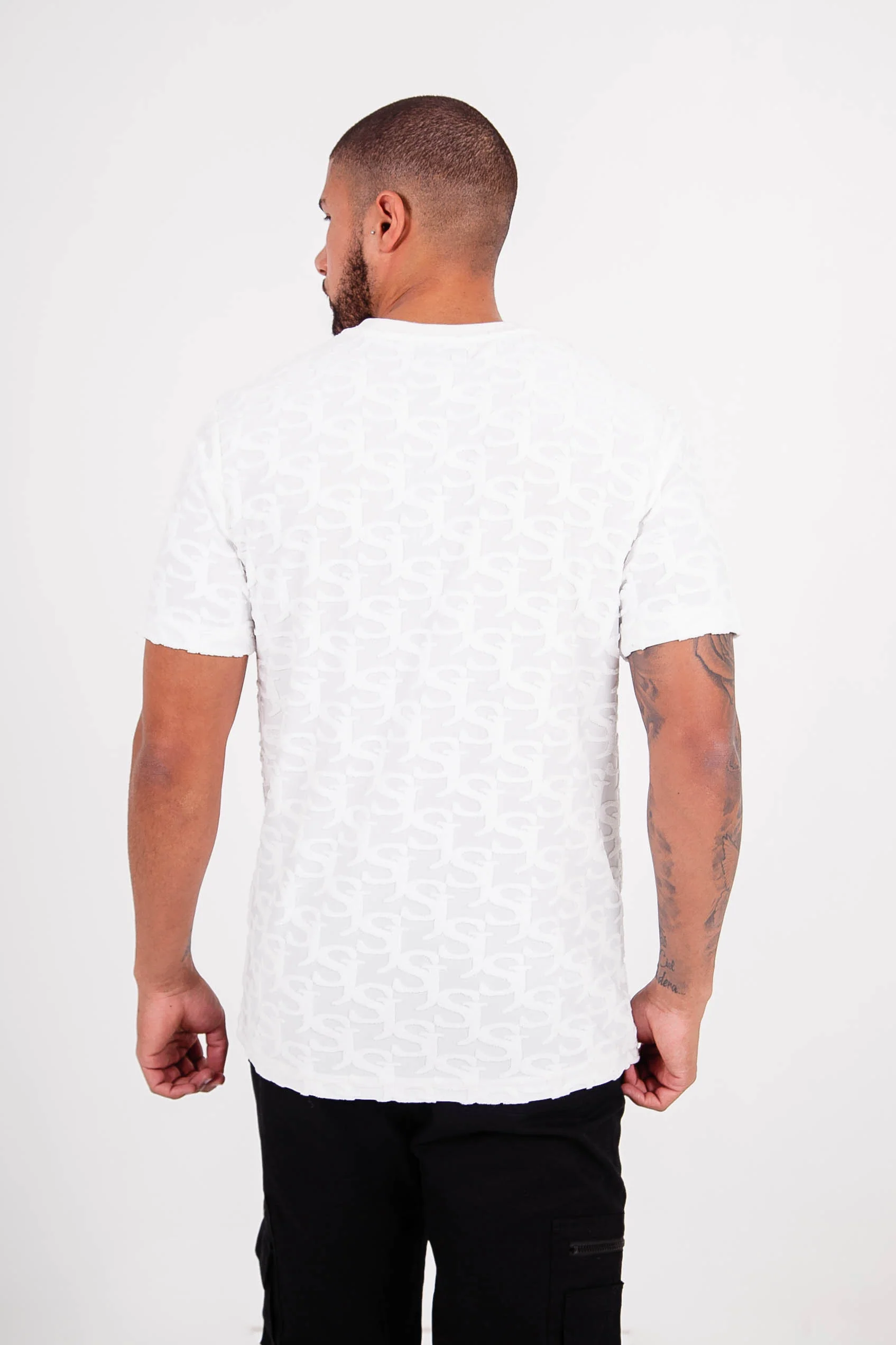 T-shirt monogramme tissé Blanc - Image 5