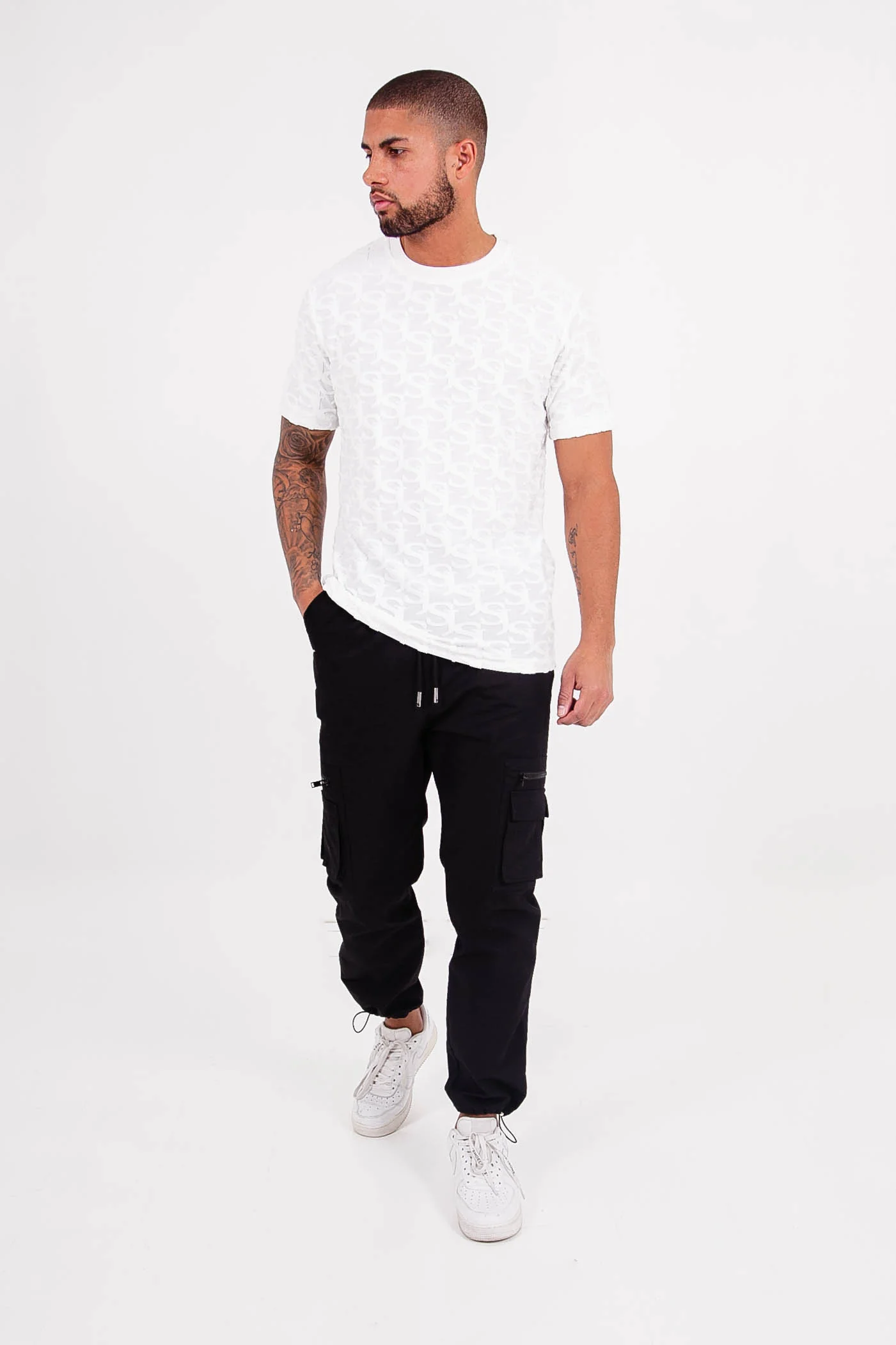 T-shirt monogramme tissé Blanc - Image 6