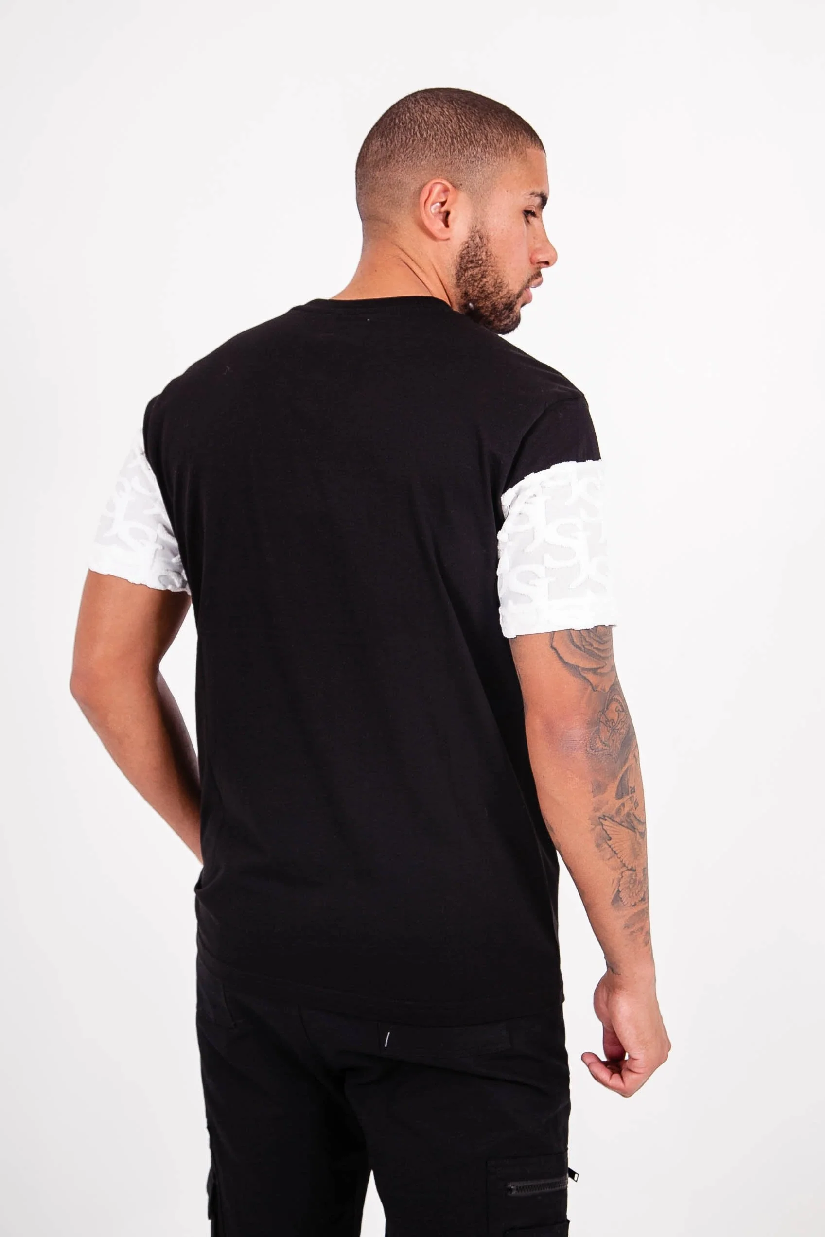 T-shirt bande monogramme tissée Noir - Image 5