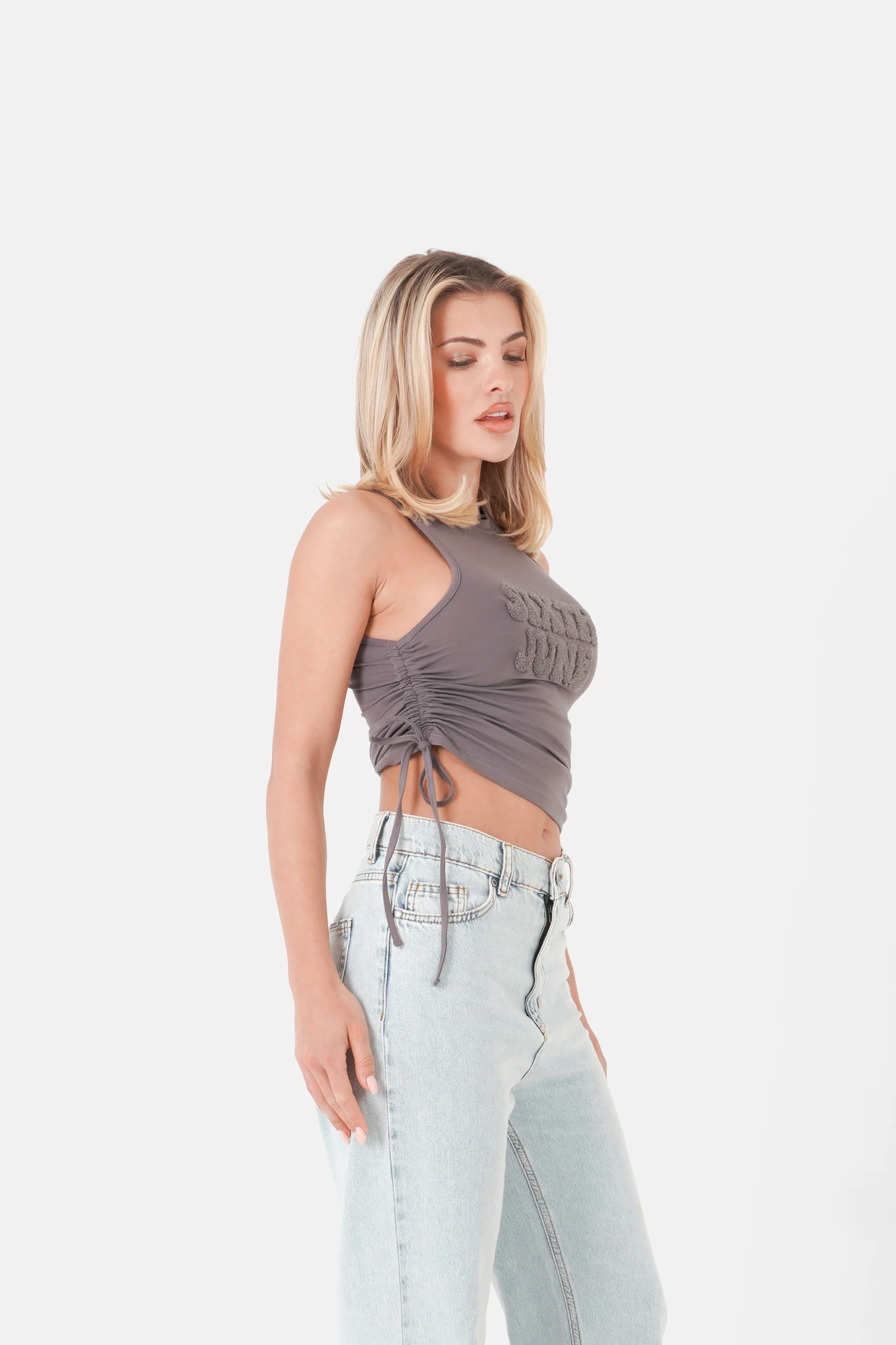 Top cordon logo bouclé Gris - Image 4