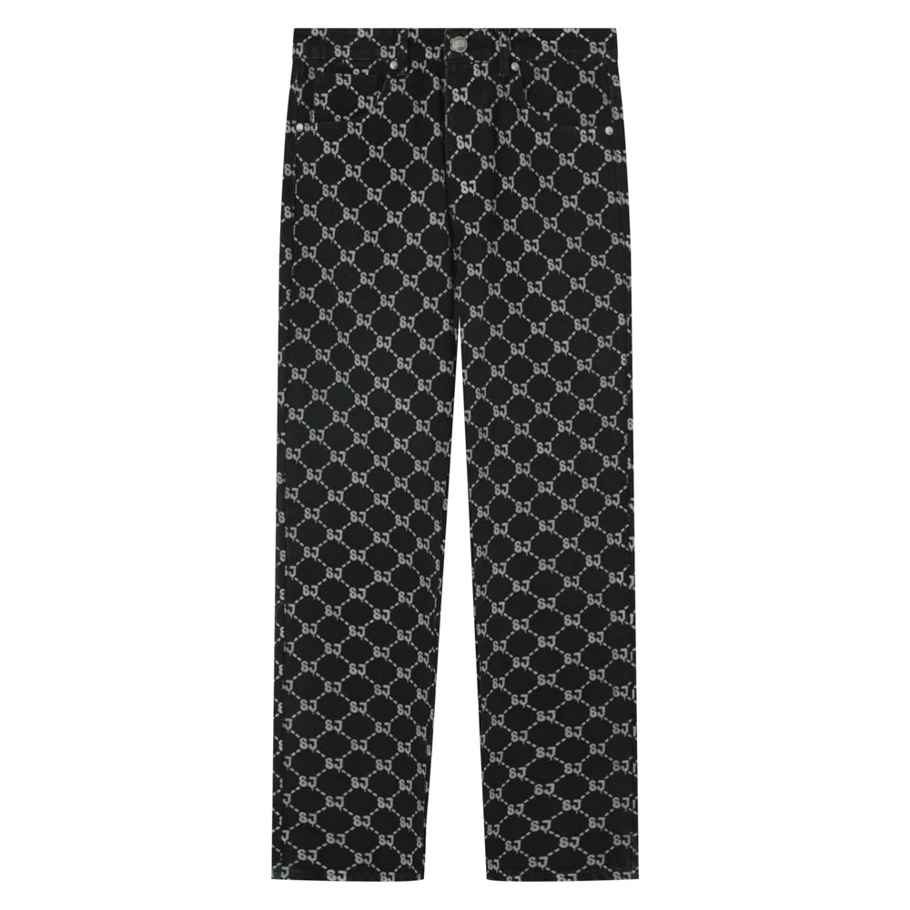 Jean droit monogramme délavé Noir - Image 6
