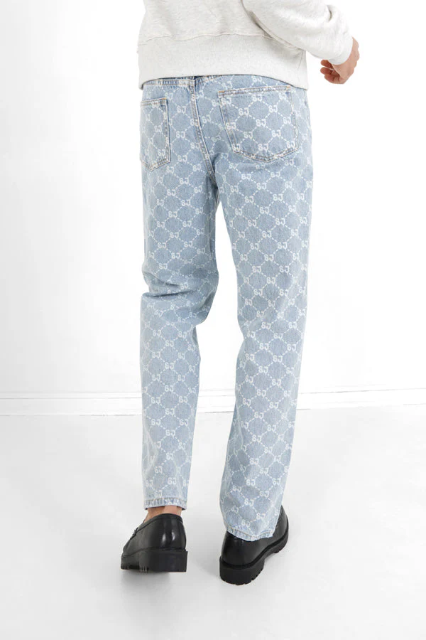 Jean droit monogramme délavé Bleu - Image 5