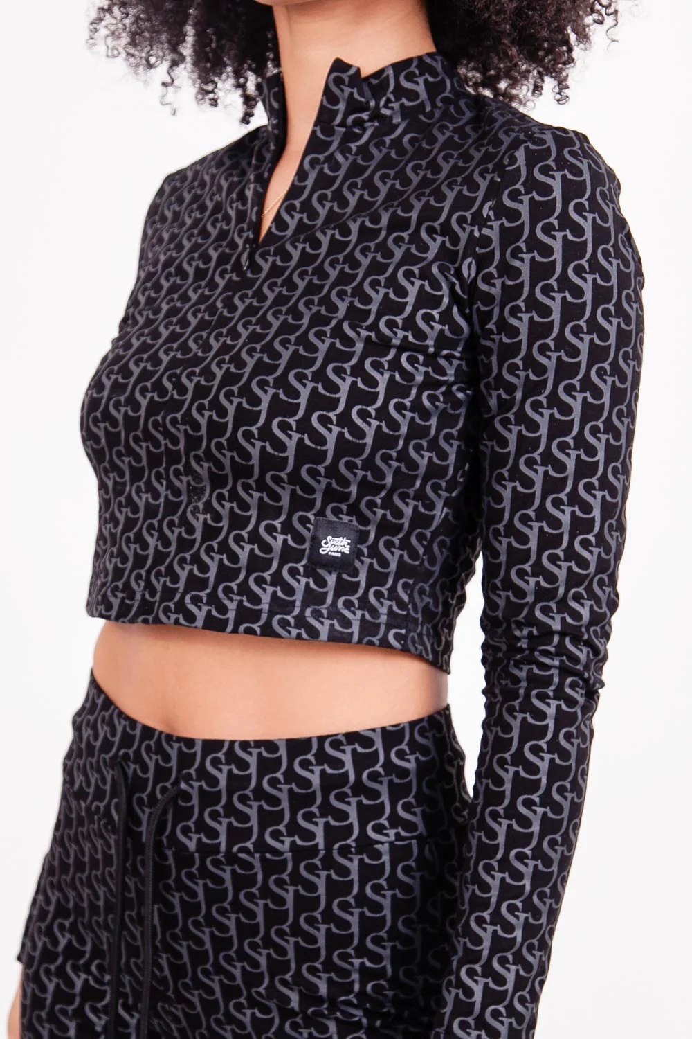 Crop top monogramme Noir - Image 3