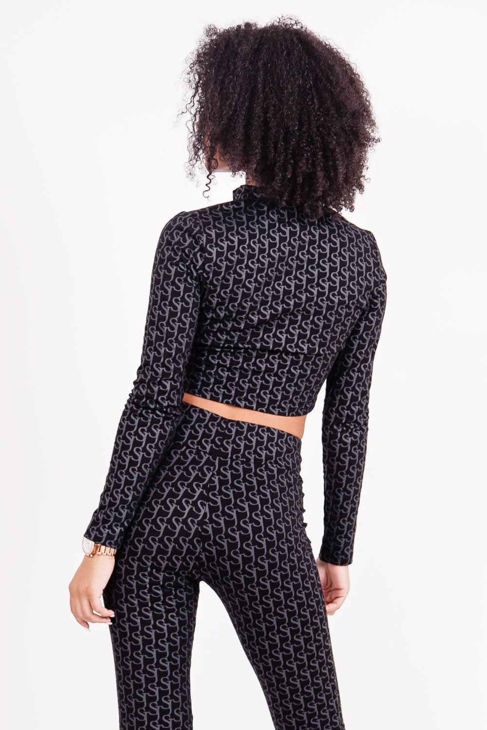 Crop top monogramme Noir - Image 5