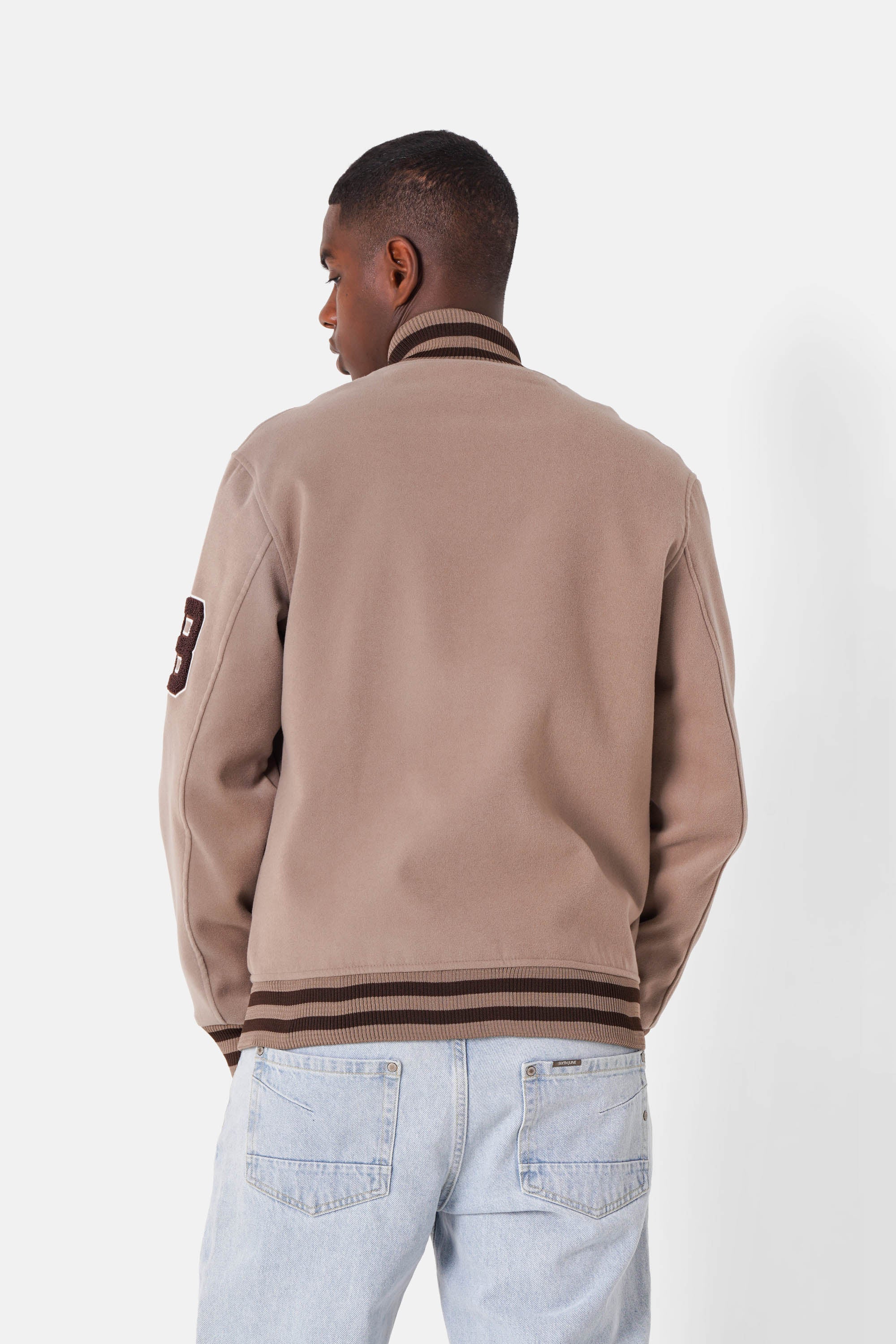 Veste teddy universitaire brodé Marron clair - Image 5