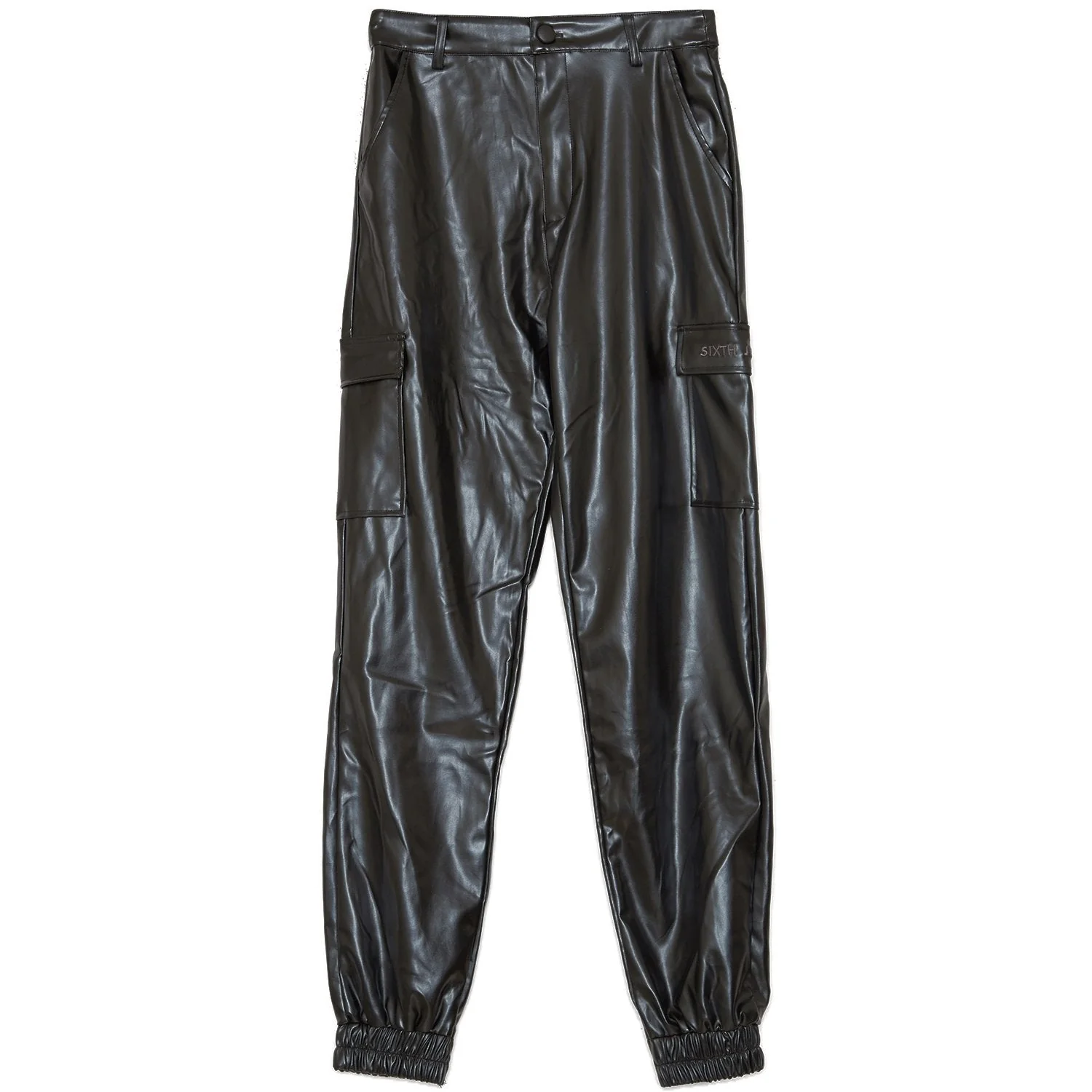 Pantalon cargo simili cuir noir - Image 5