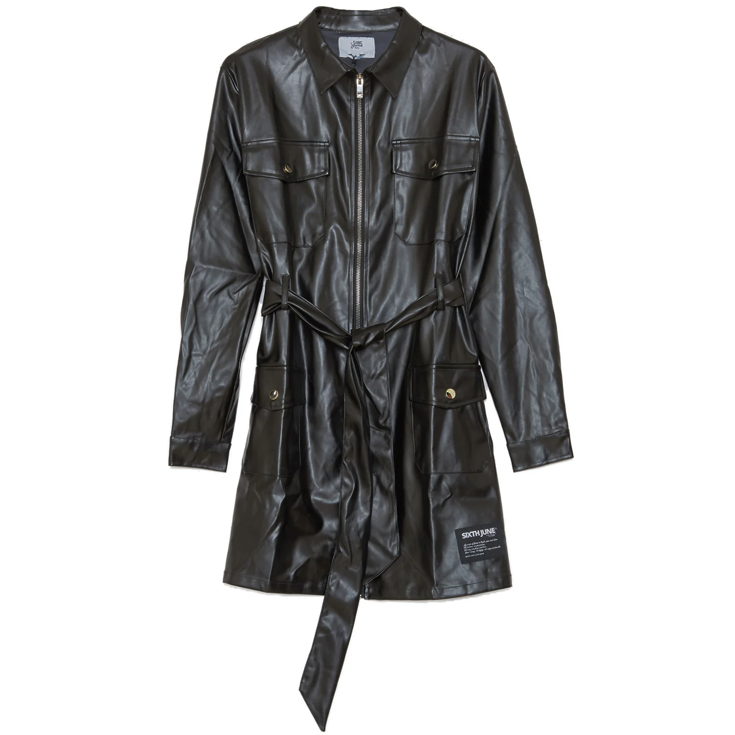 Robe cargo simili cuir noir - Image 7