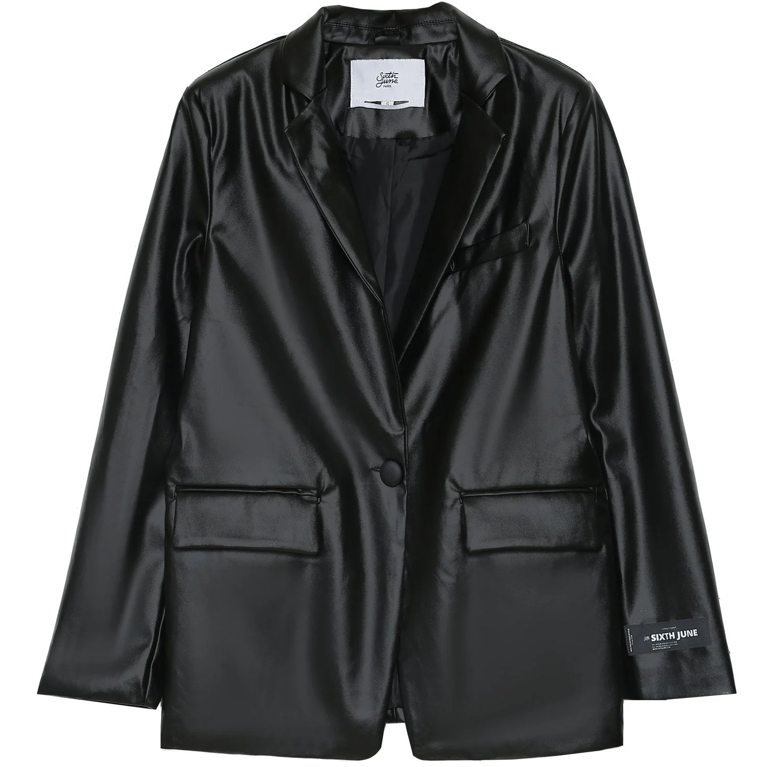 Veste blazer simili cuir noir - Image 2