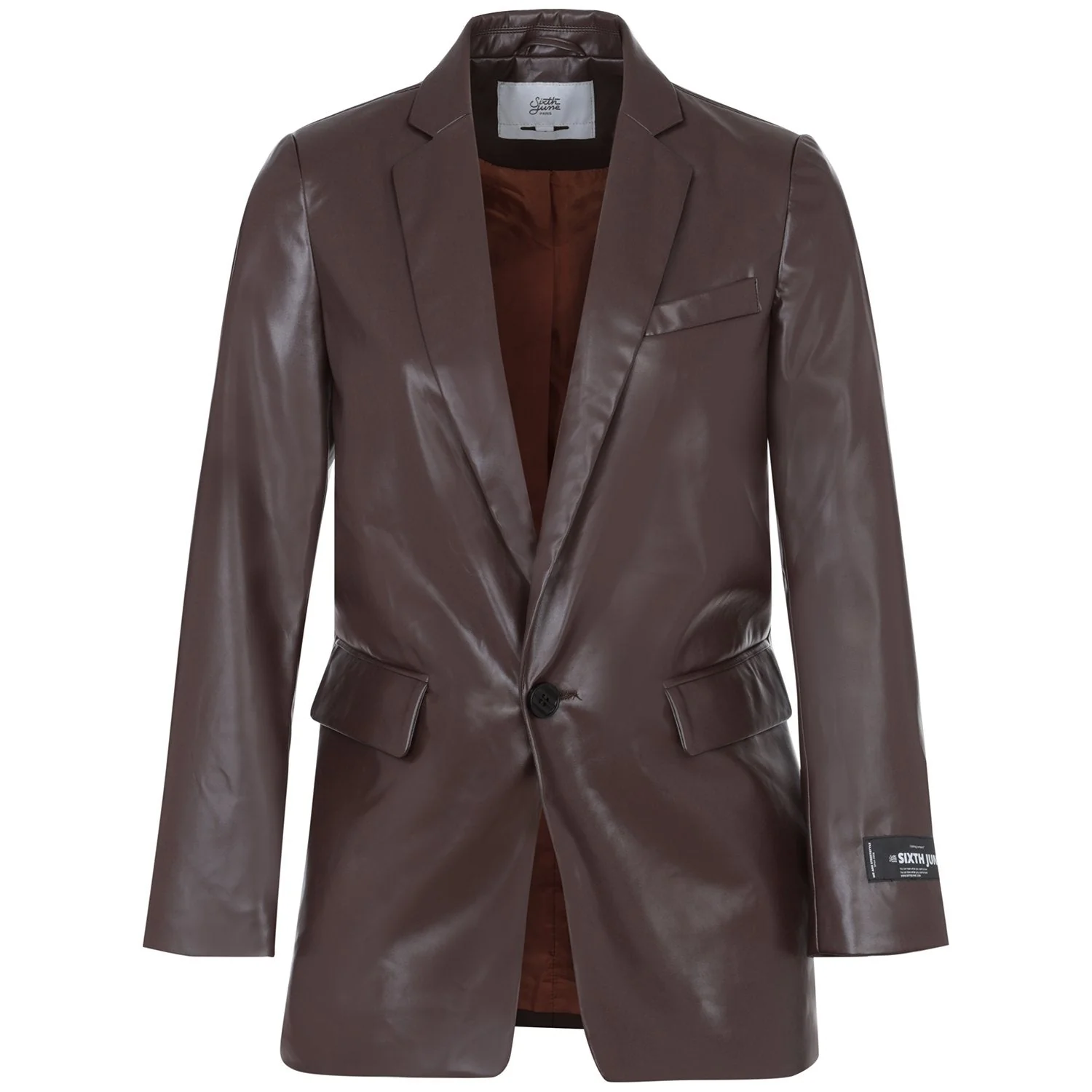 Veste blazer simili cuir Marron - Image 7