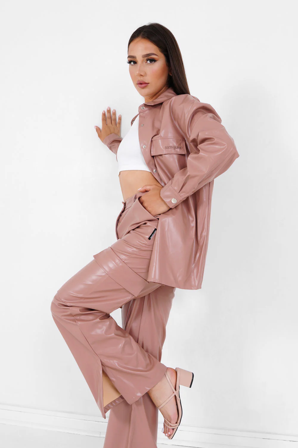 Chemise simili cuir Rose - Image 2